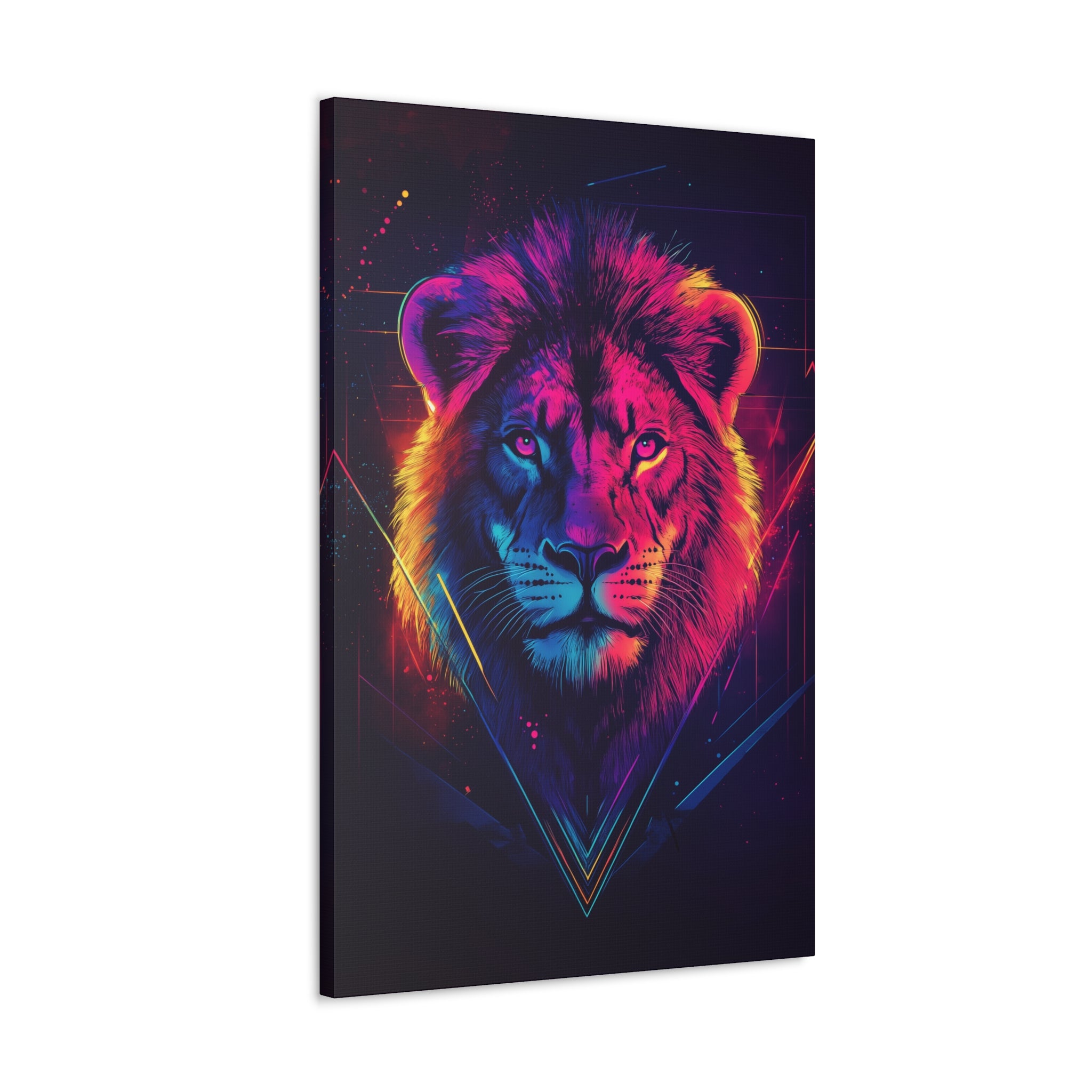 Neon Lion Canvas Wall Art - SynthFrame