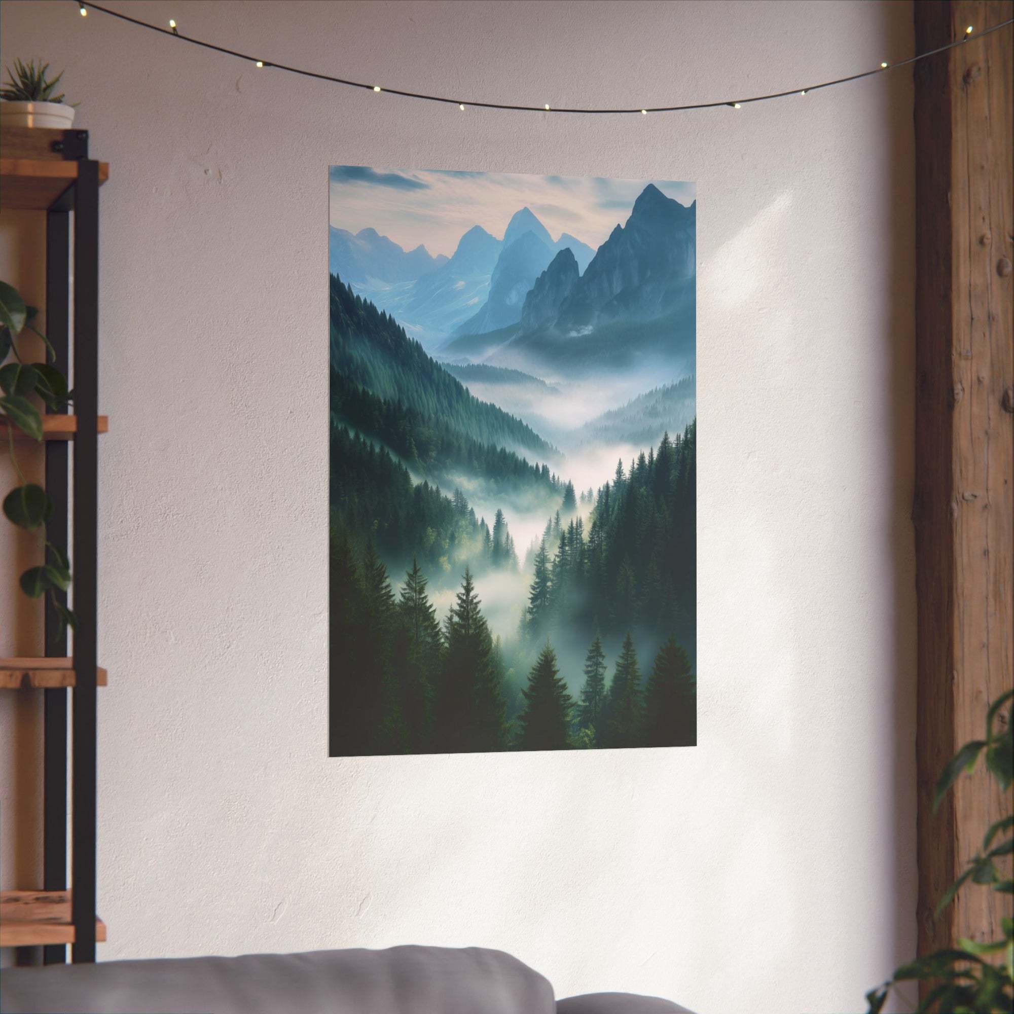 Misty Mountain Dreamscape Poster Wall Art - SynthFrame