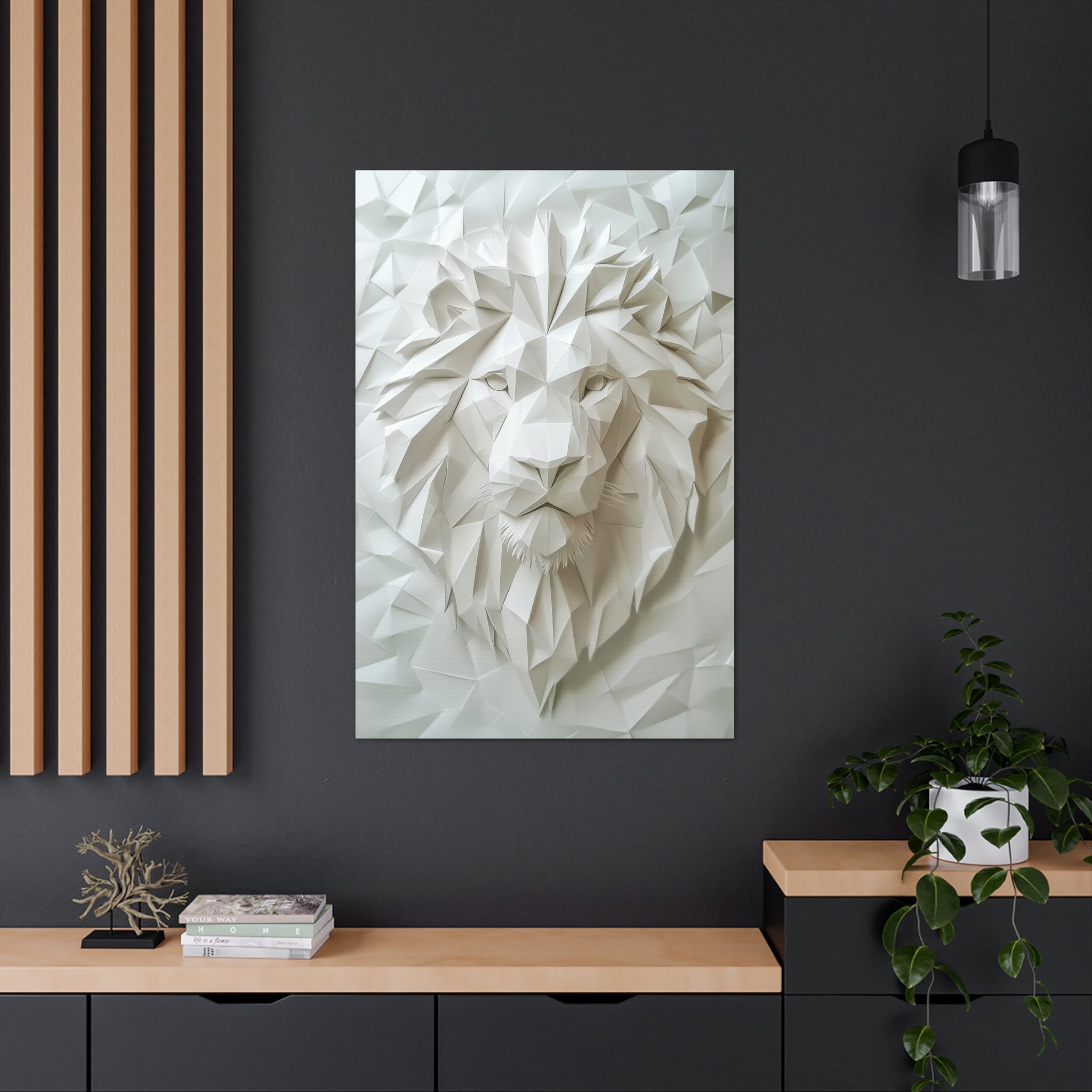 Folded Lion Canvas Wall Art - SynthFrame