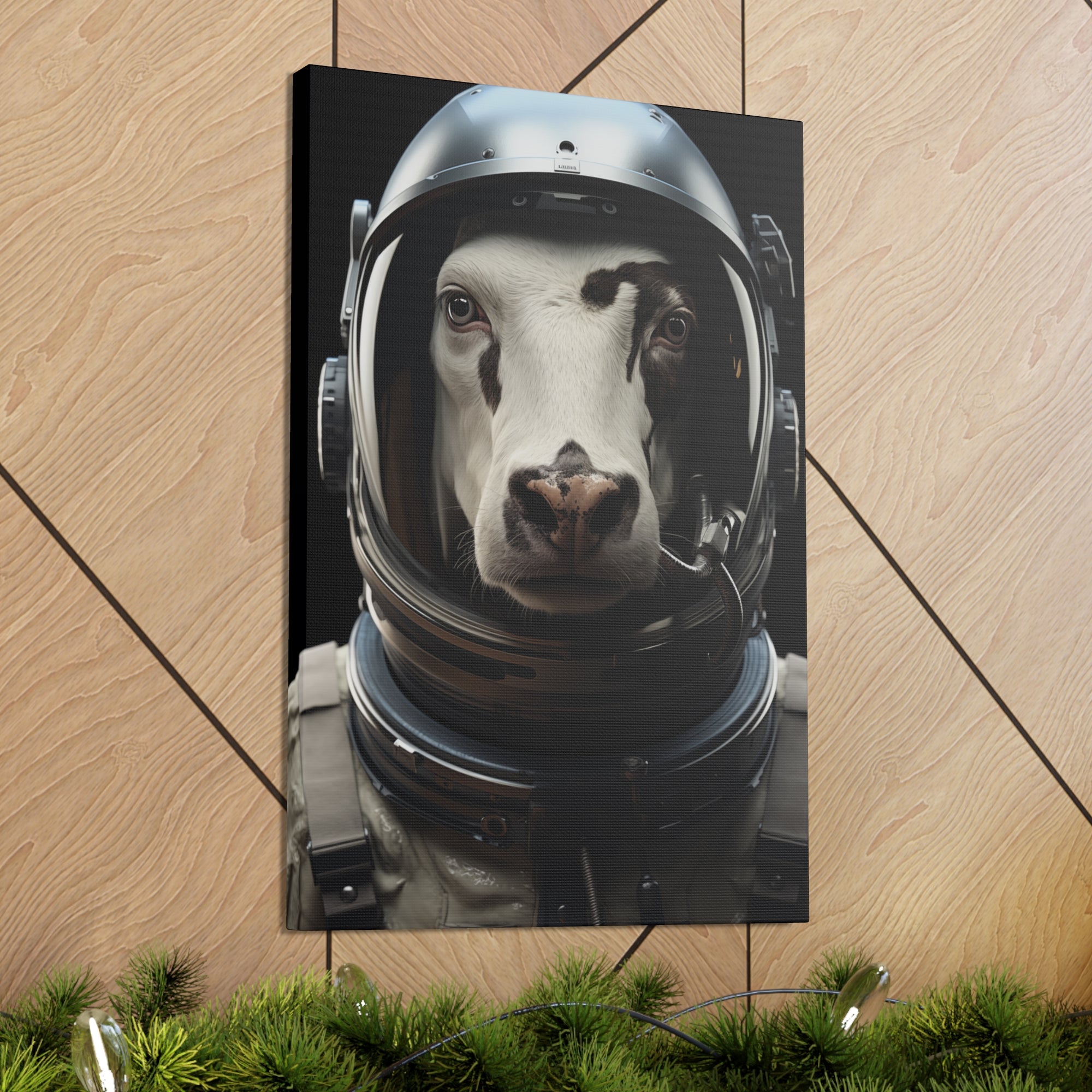 AstroCow 1 Canvas Wall Art - SynthFrame