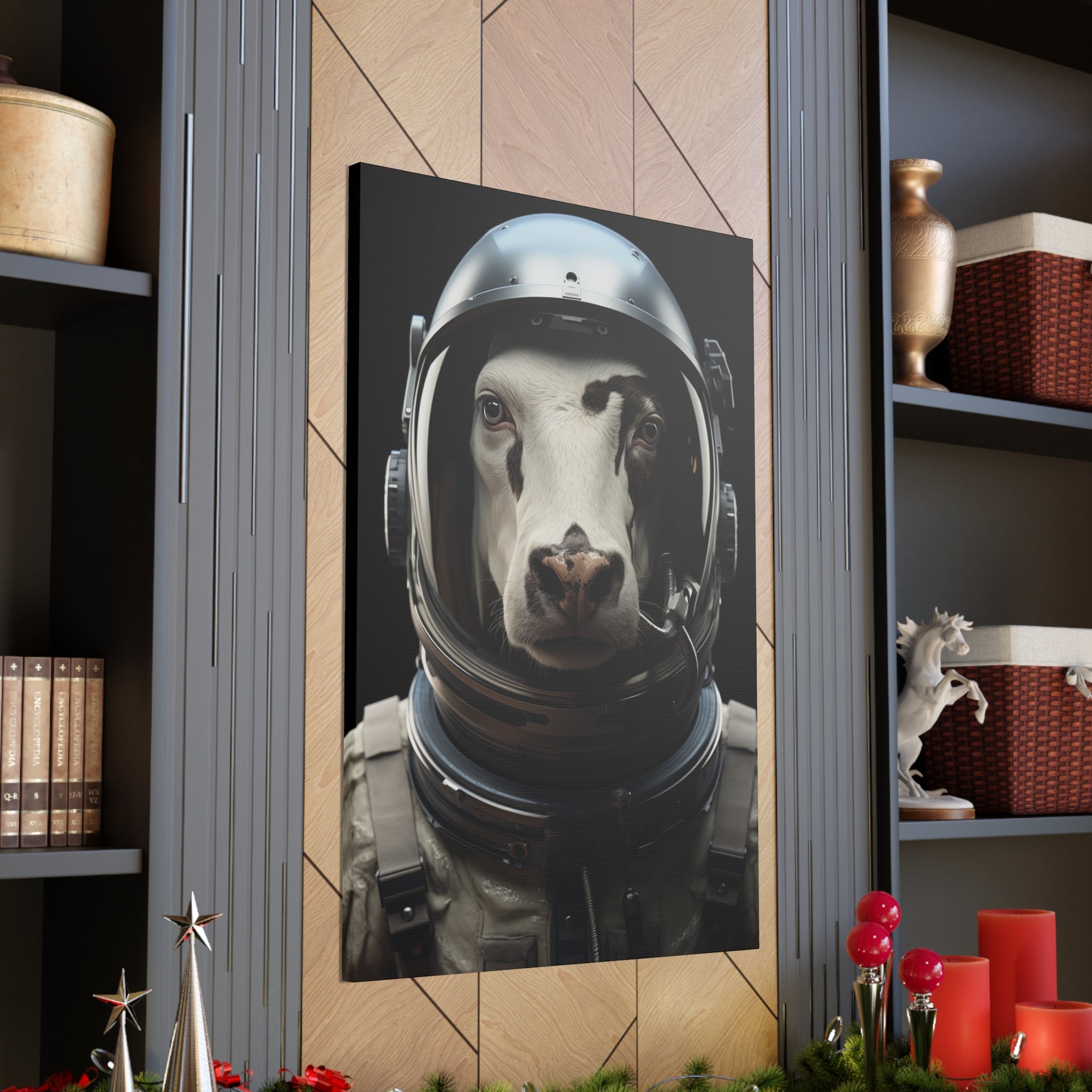 AstroCow 1 Canvas Wall Art - SynthFrame