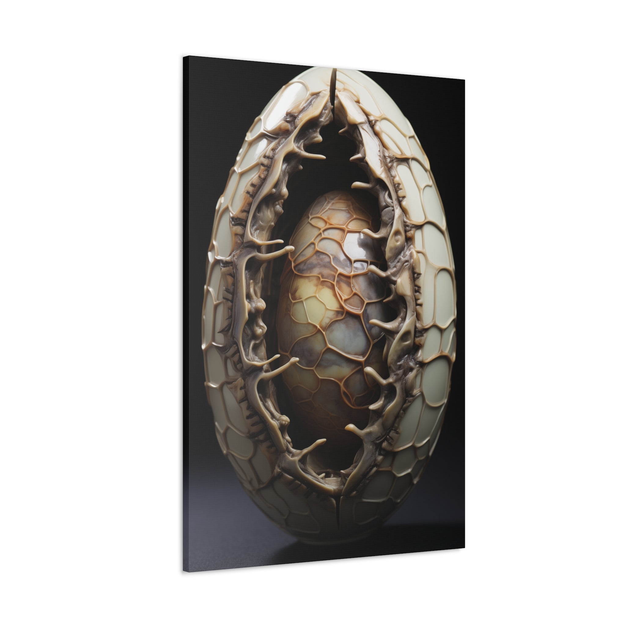 White Alien Egg 9 Canvas Wall Art - SynthFrame