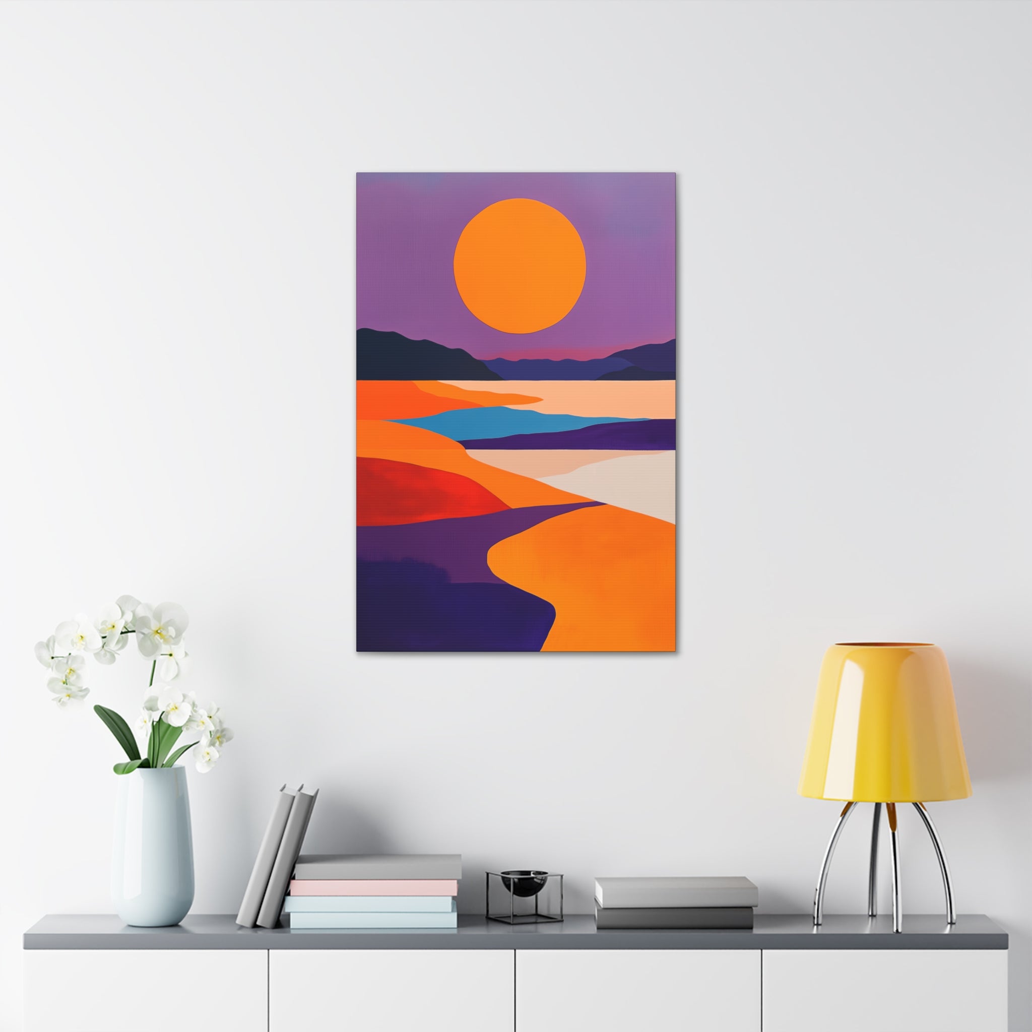 Abstract Coastal Sunset Canvas Wall Art - SynthFrame