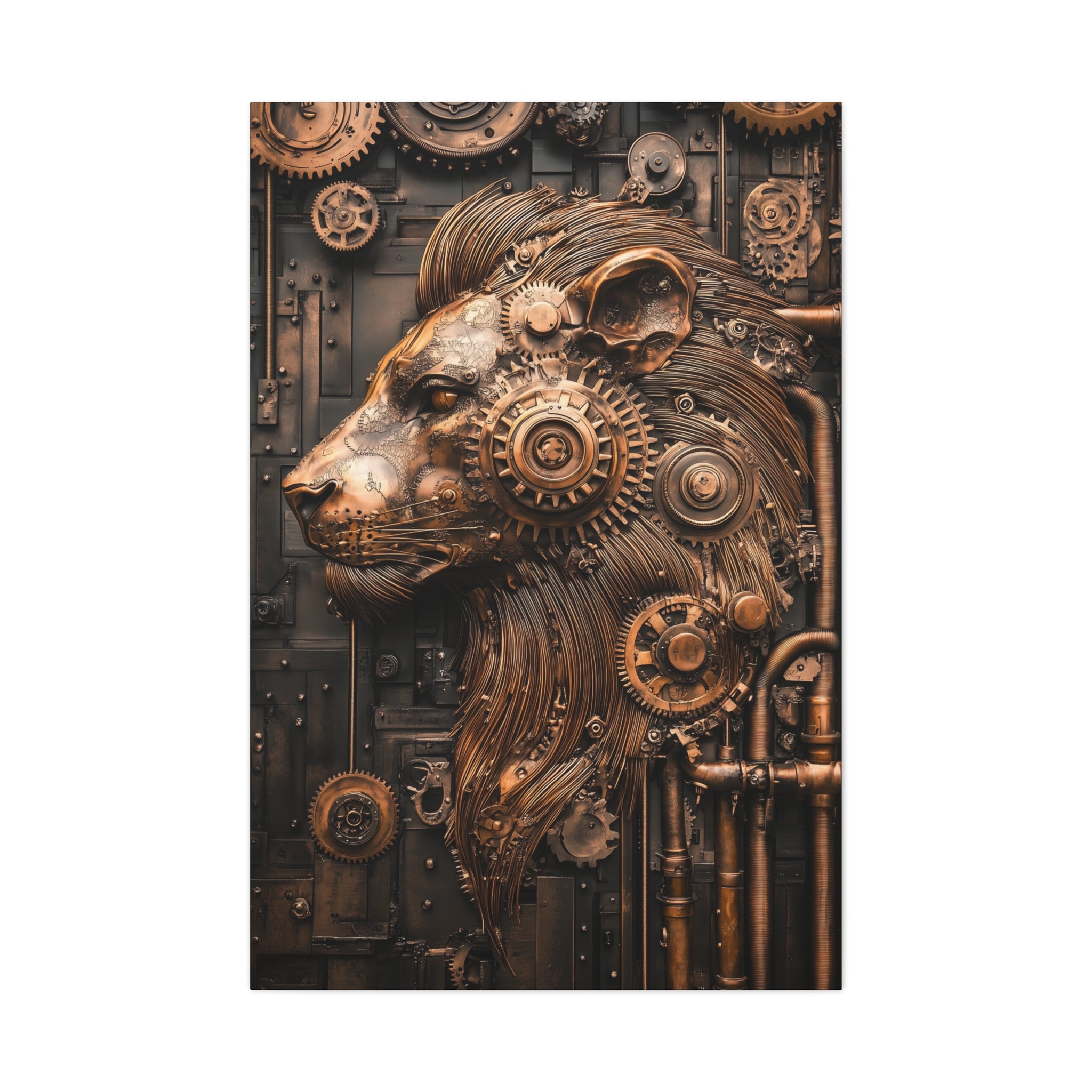 Steampunk Lion Canvas Wall Art - SynthFrame