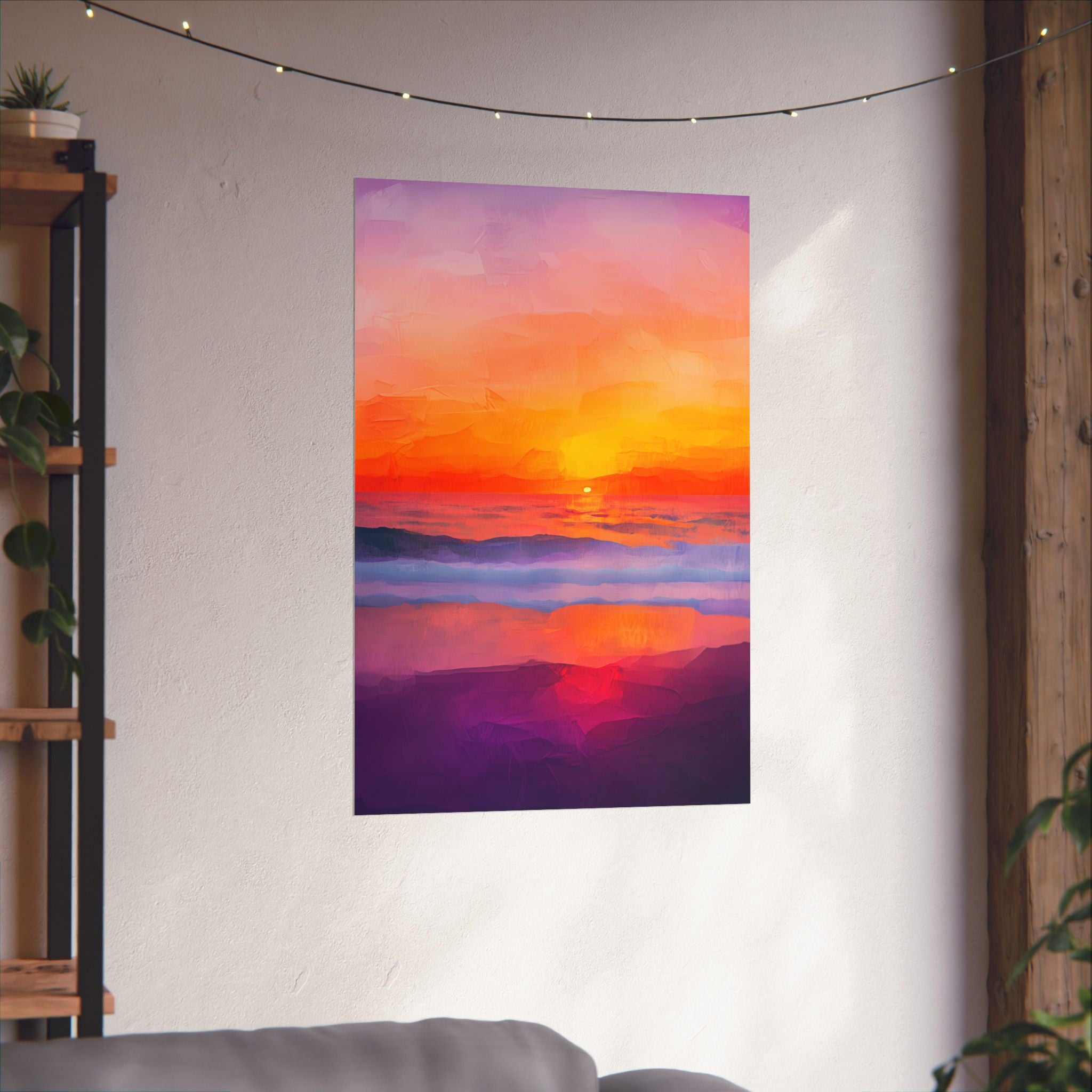 Abstract Coastal Sunset Poster Wall Art - SynthFrame