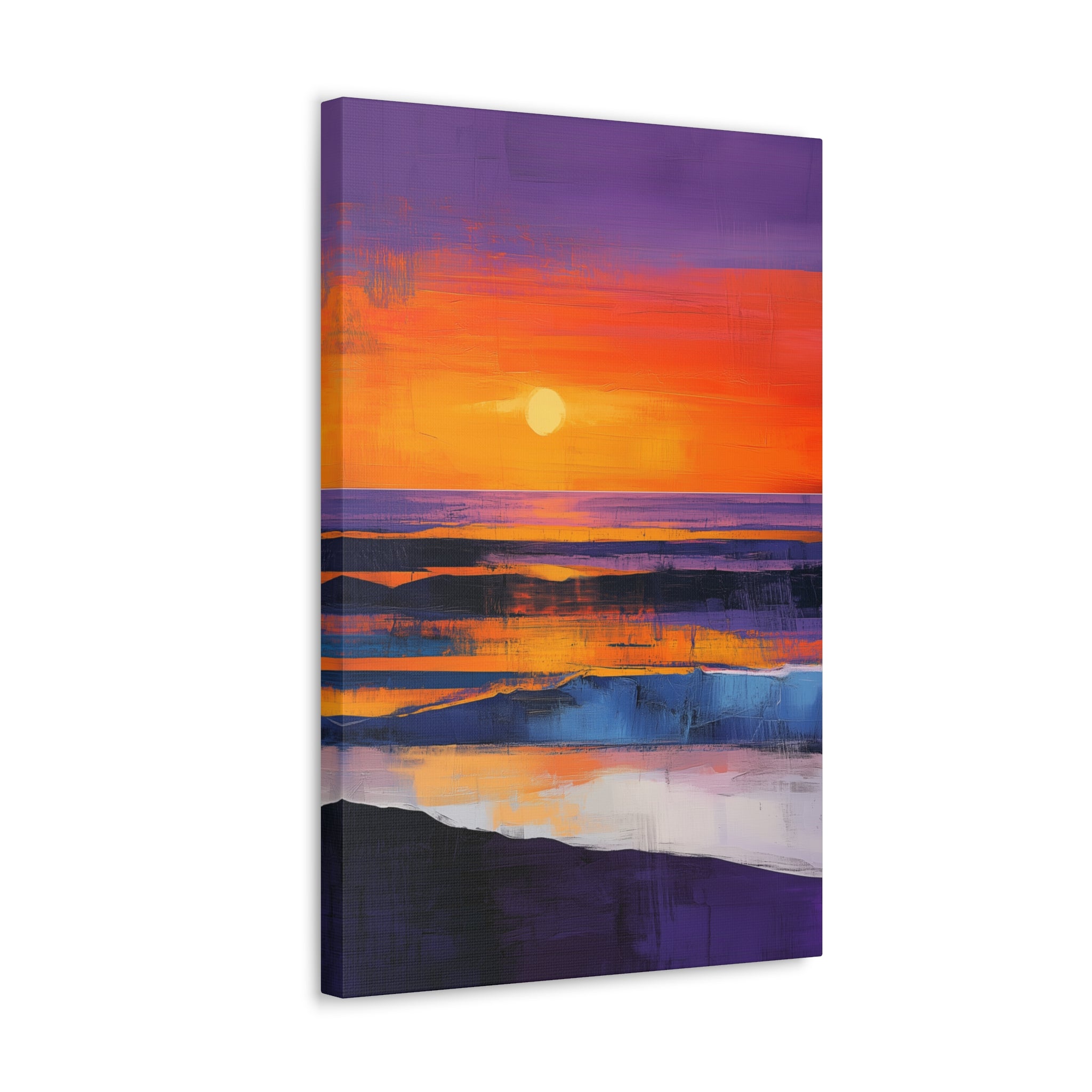 Abstract Coastal Sunset Canvas Wall Art - SynthFrame