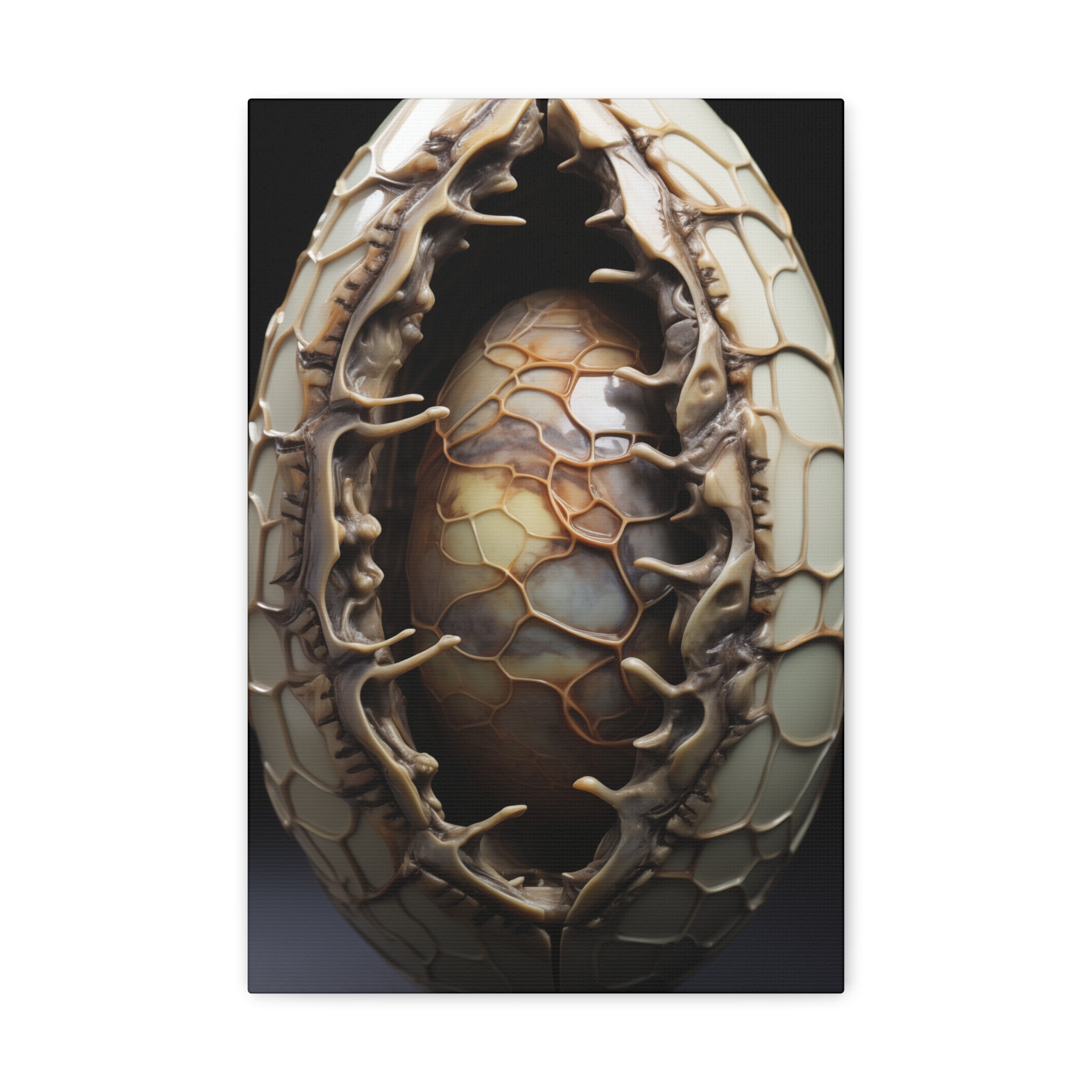 White Alien Egg 9 Canvas Wall Art - SynthFrame