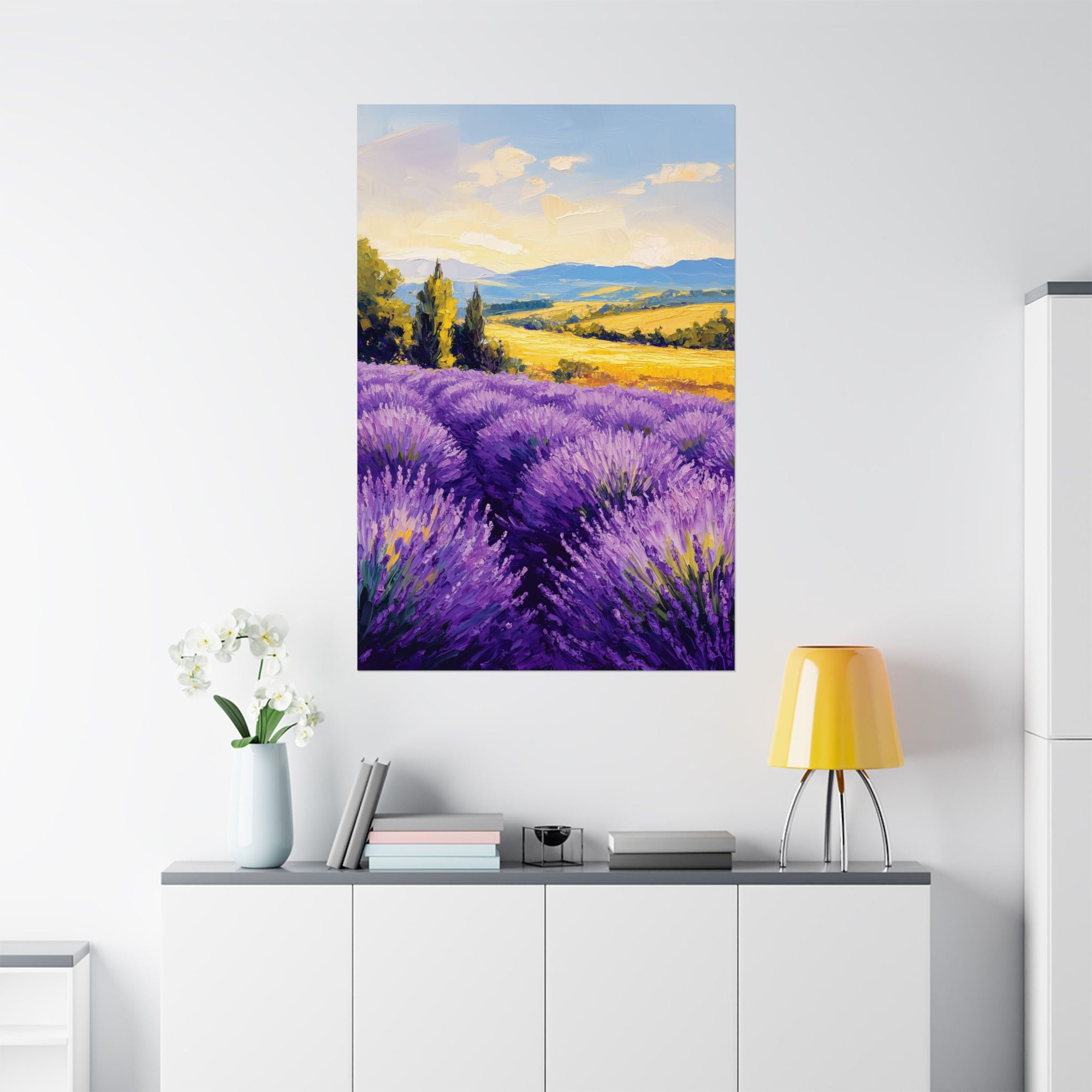 Impressionist Lavender Fields Poster Wall Art - SynthFrame