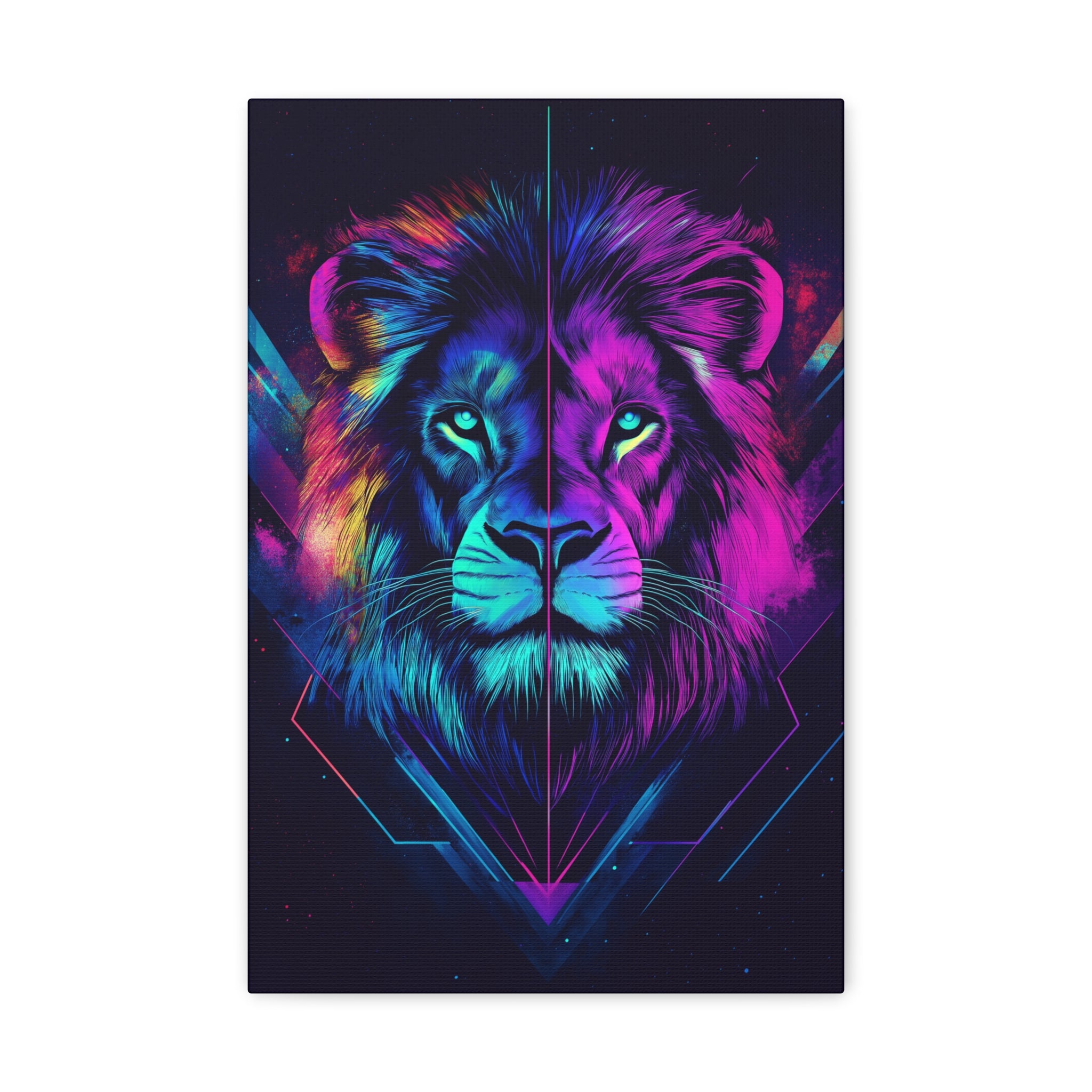 Neon Lion Canvas Wall Art - SynthFrame