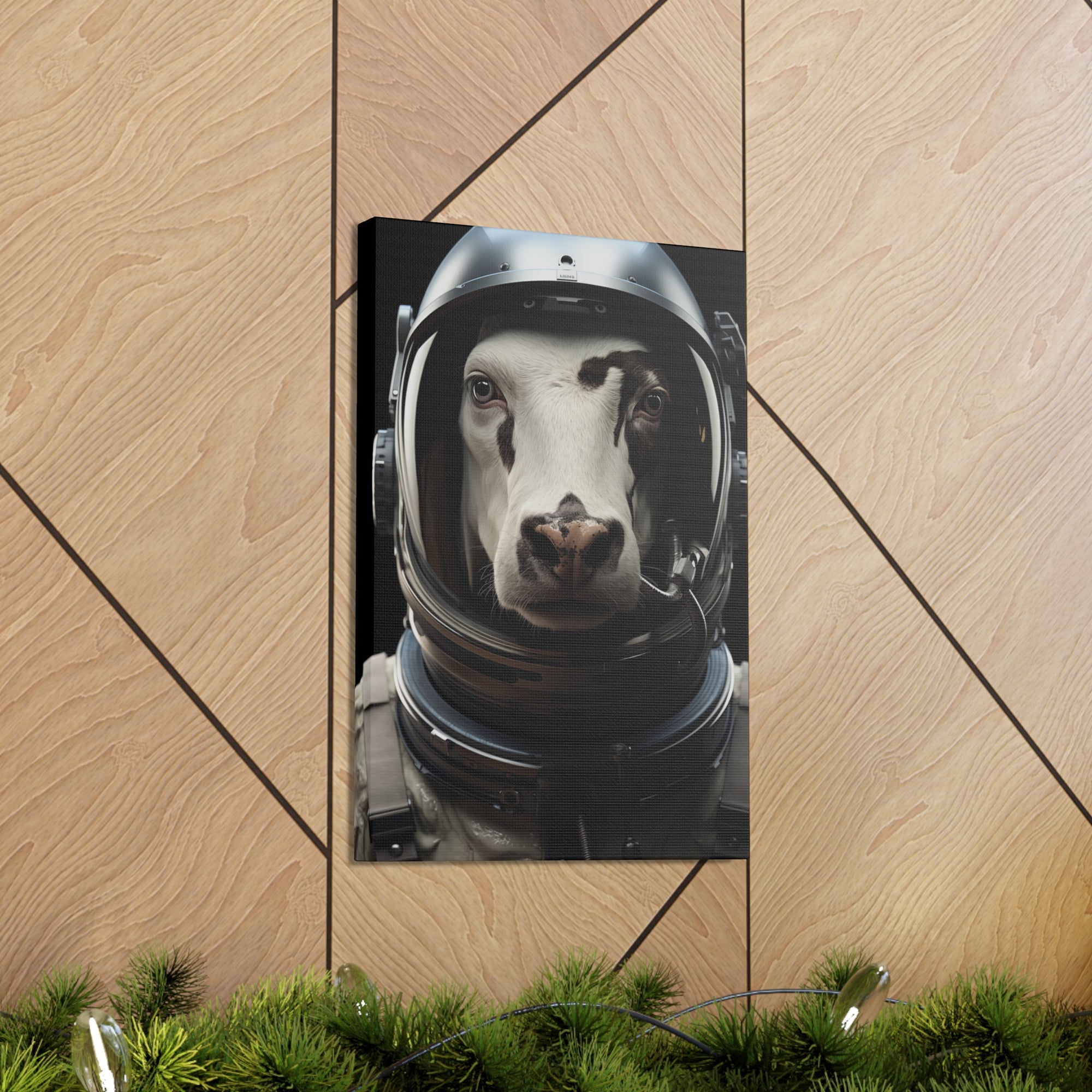 AstroCow 1 Canvas Wall Art - SynthFrame