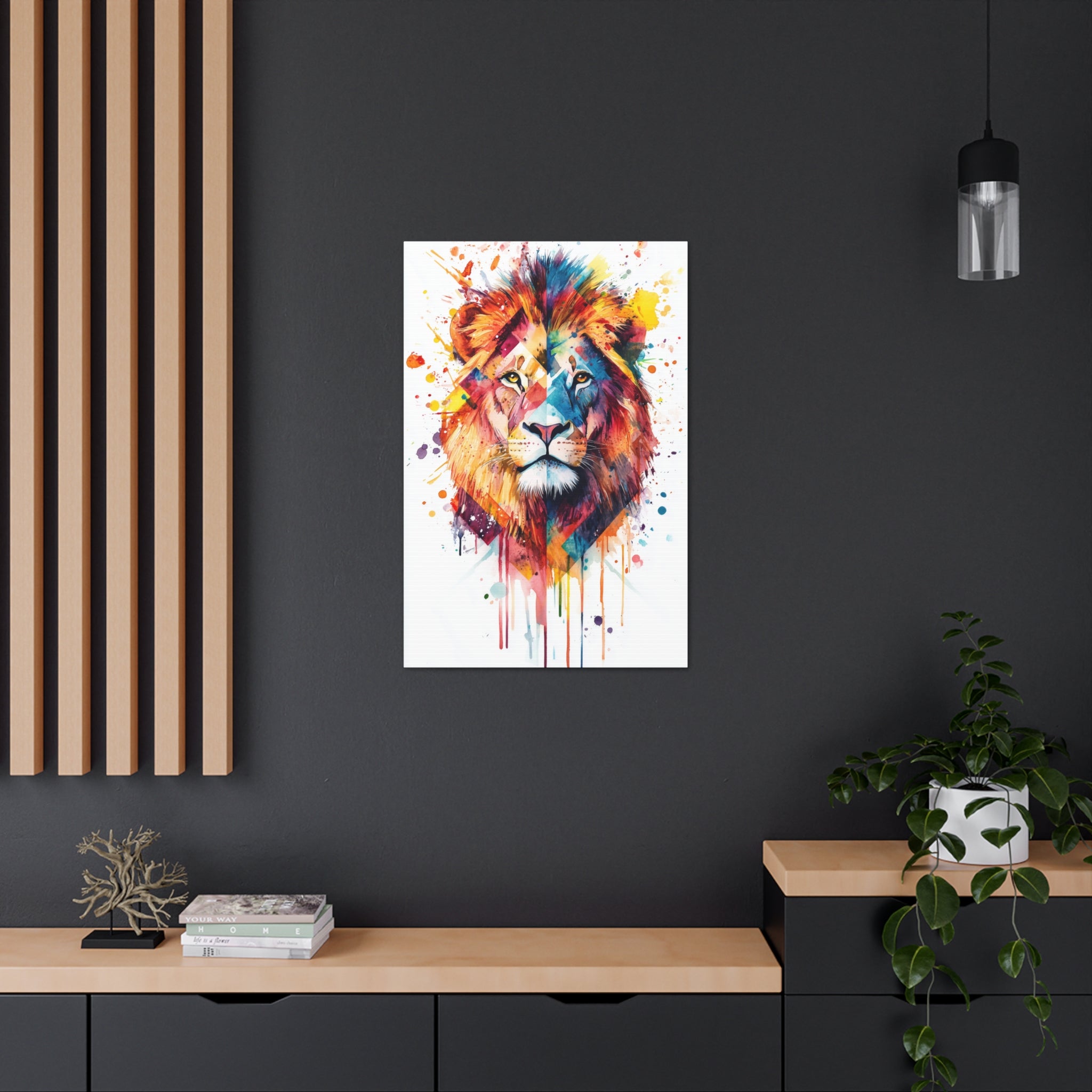 Watercolor Lion Canvas Wall Art - SynthFrame