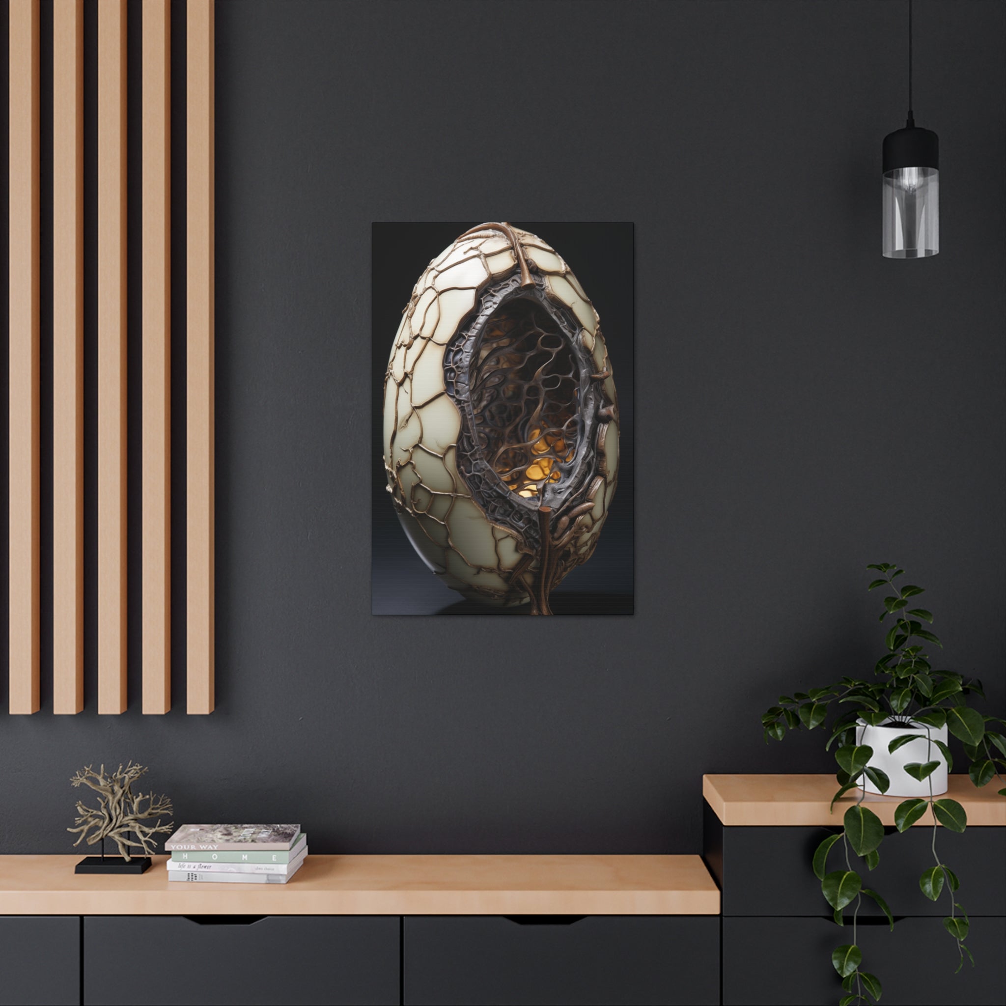 White Alien Egg 6 Canvas Wall Art - SynthFrame