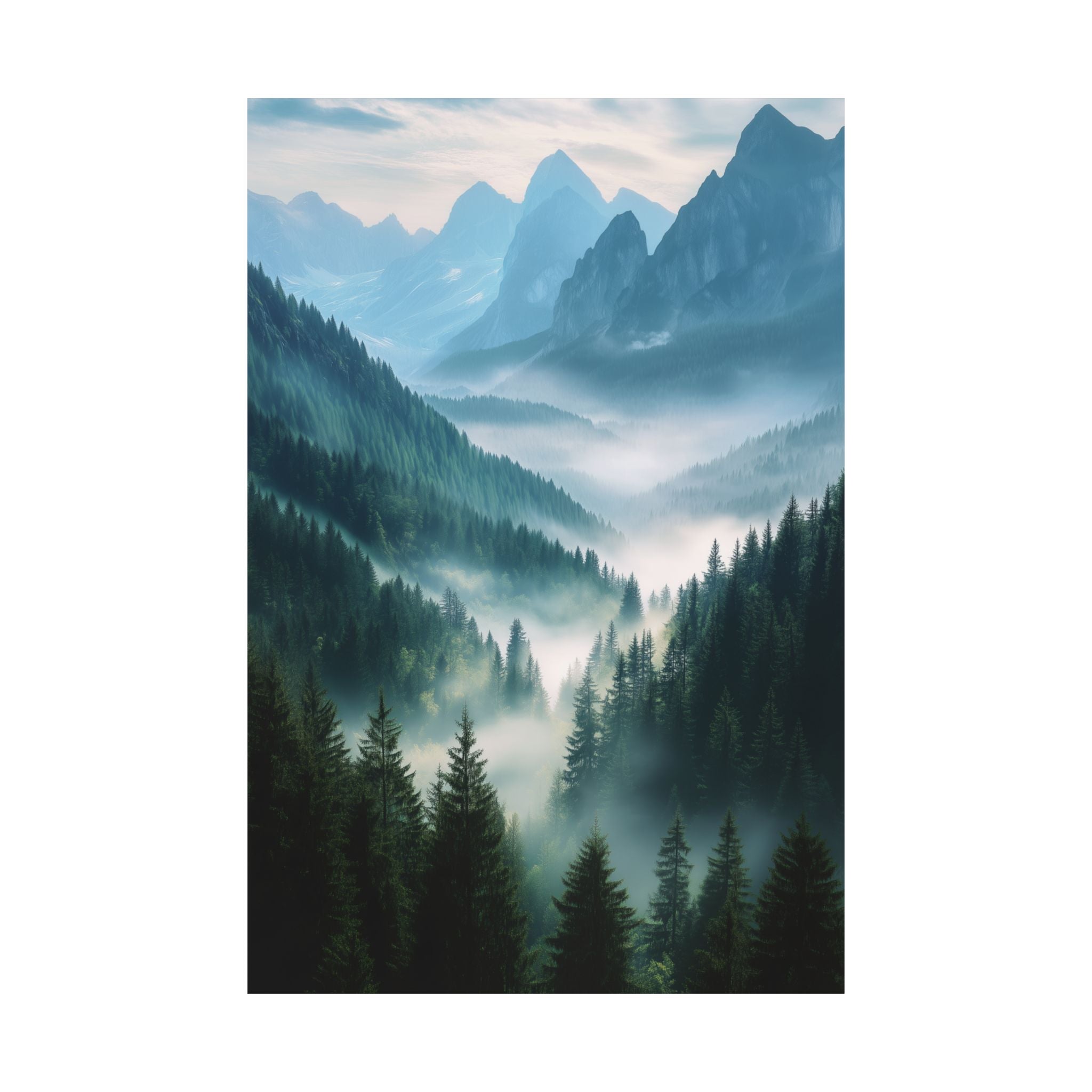 Misty Mountain Dreamscape Poster Wall Art - SynthFrame