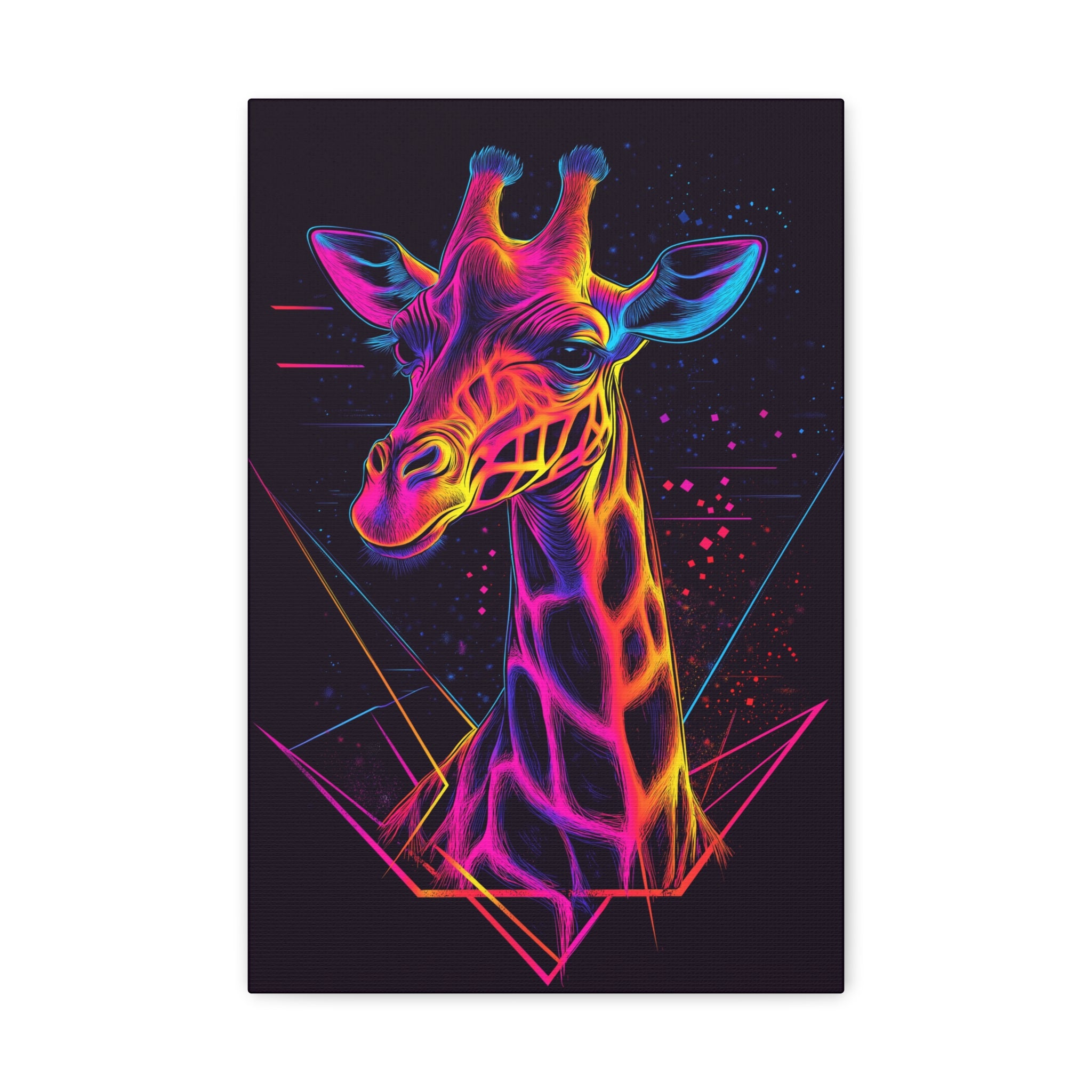 Neon Giraffe Canvas Wall Art - SynthFrame