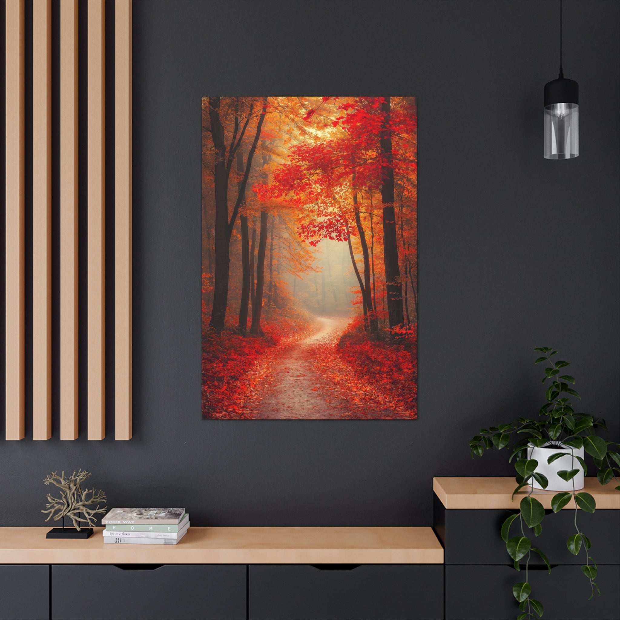 Autumn Forest Path Canvas Wall Art - SynthFrame