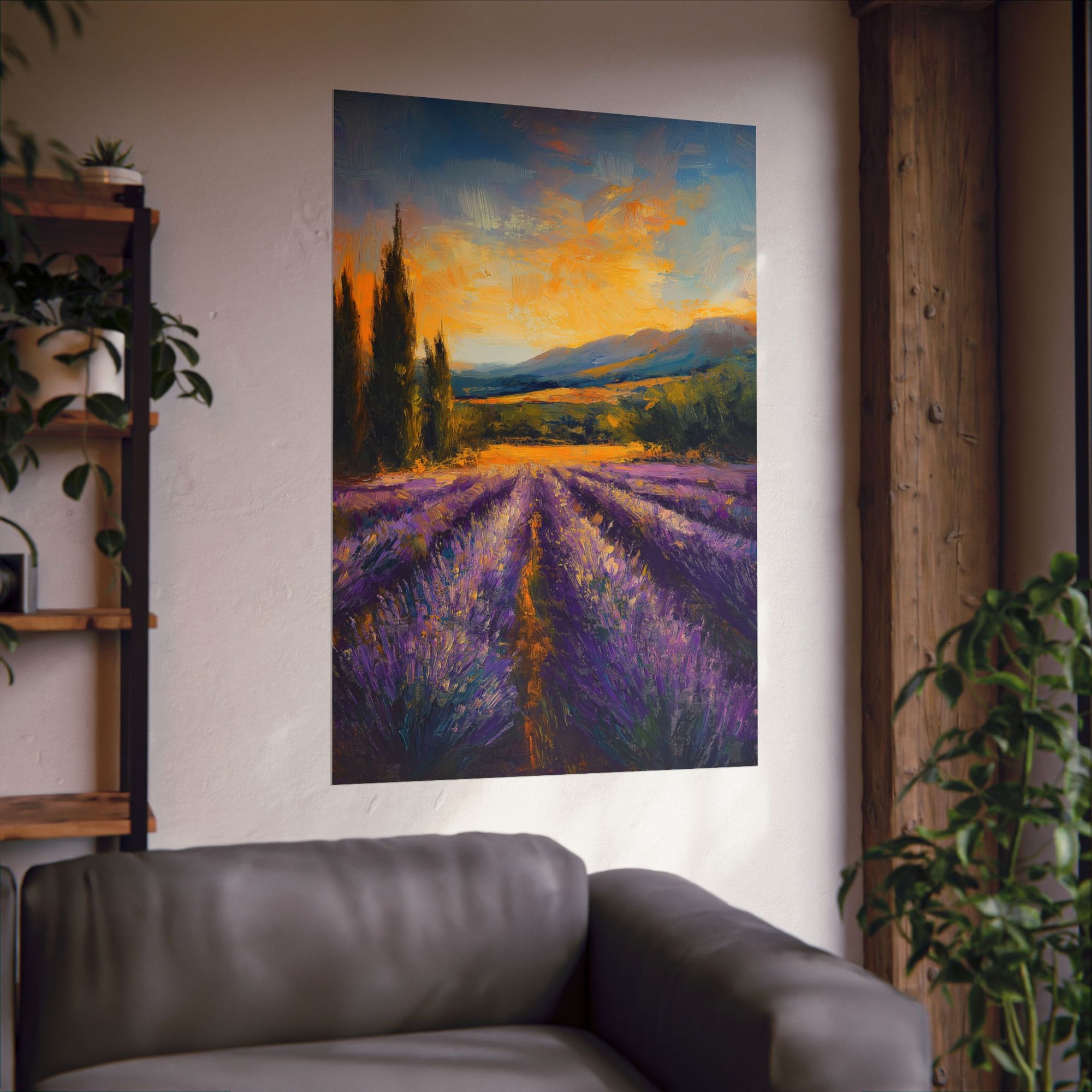 Impressionist Lavender Fields Poster Wall Art - SynthFrame