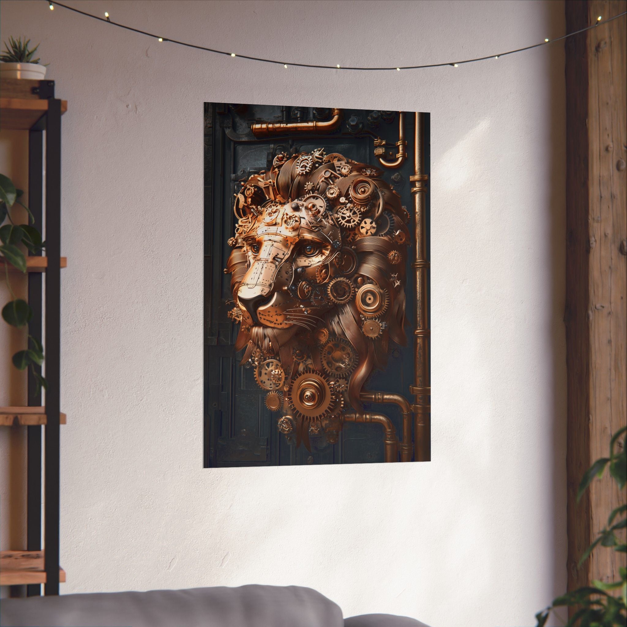 Steampunk Lion: Mechanical Marvel Poster