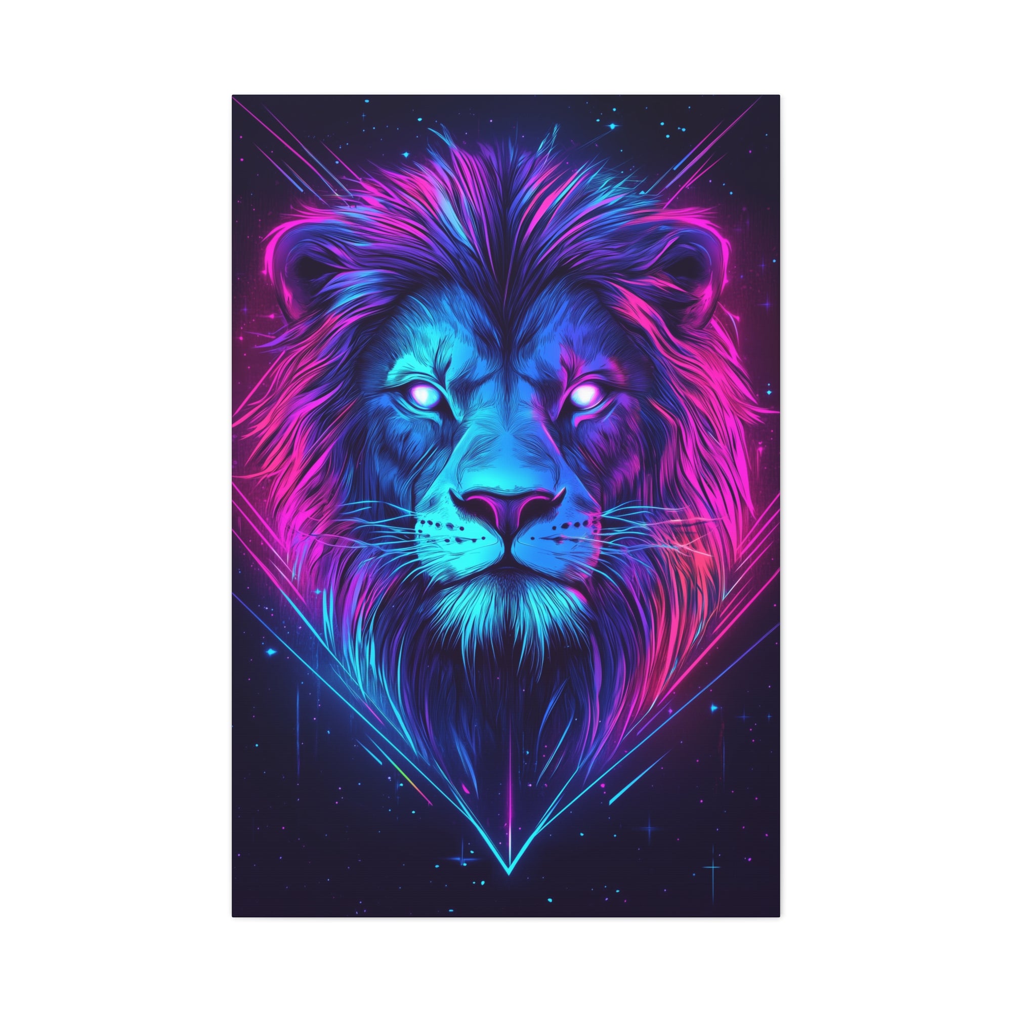 Neon Lion Canvas Wall Art - SynthFrame