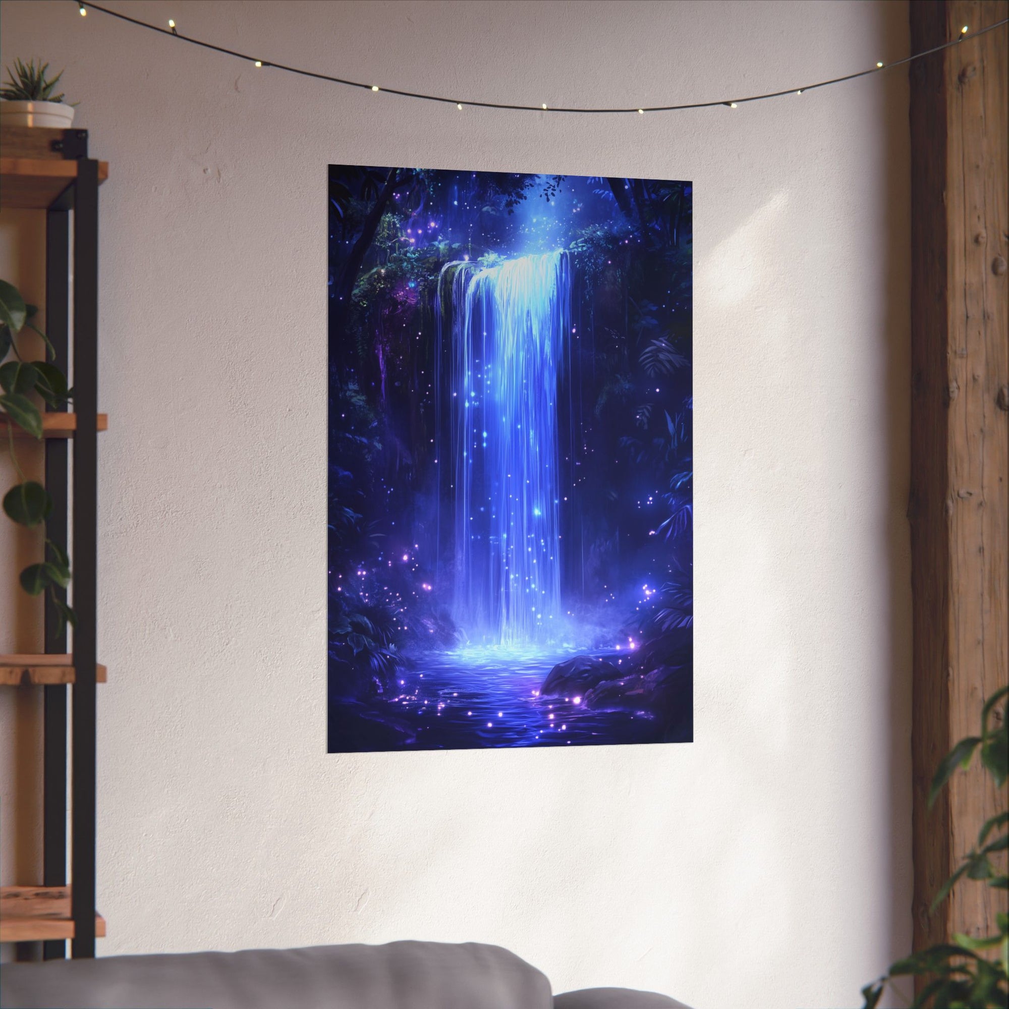 Enchanted Waterfall Oasis Poster Wall Art - SynthFrame