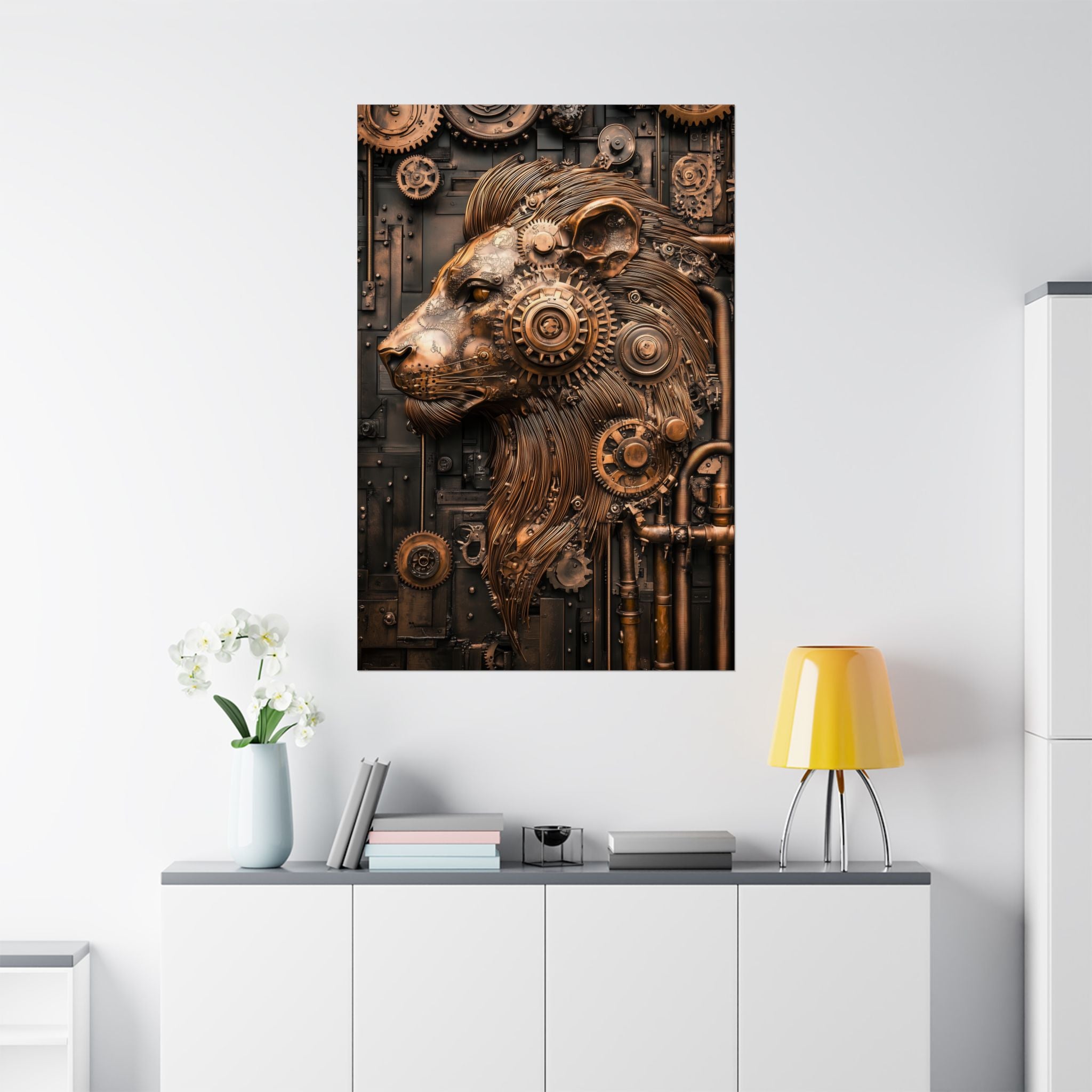 Steampunk Lion: Mechanical Marvel Poster