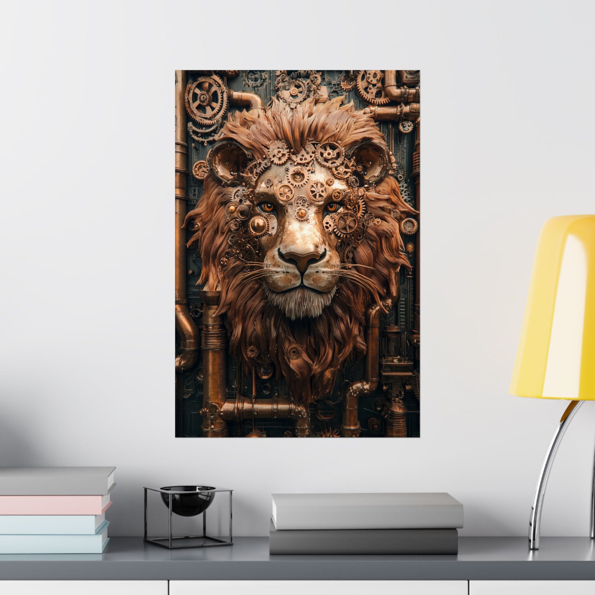 Steampunk Lion: Mechanical Marvel Poster