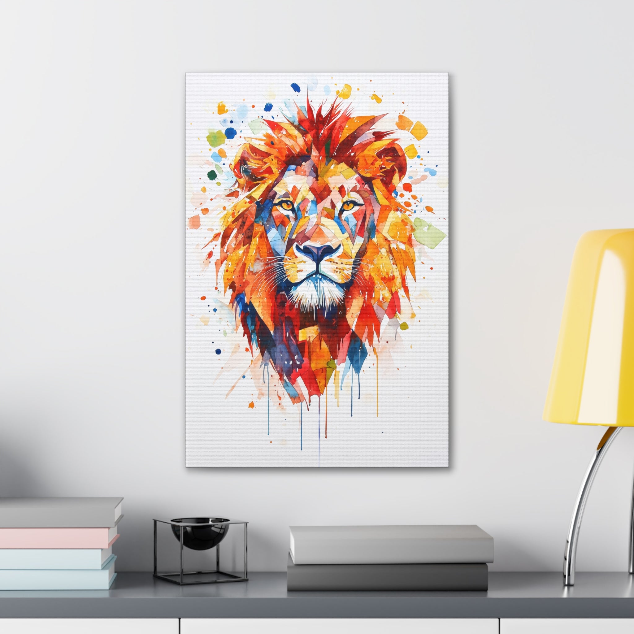 Watercolor Lion Canvas Wall Art - SynthFrame