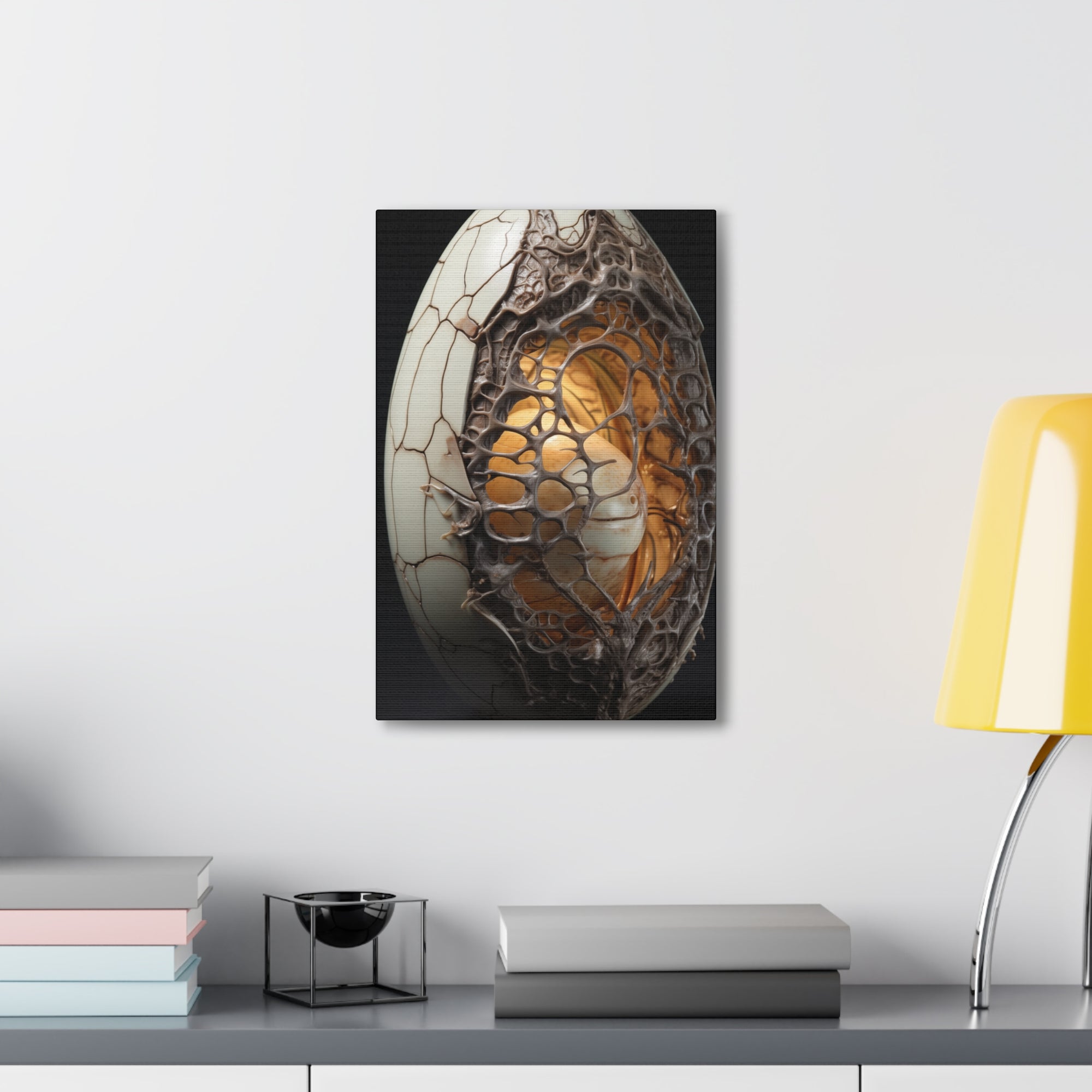 White Alien Egg 4 Canvas Wall Art - SynthFrame