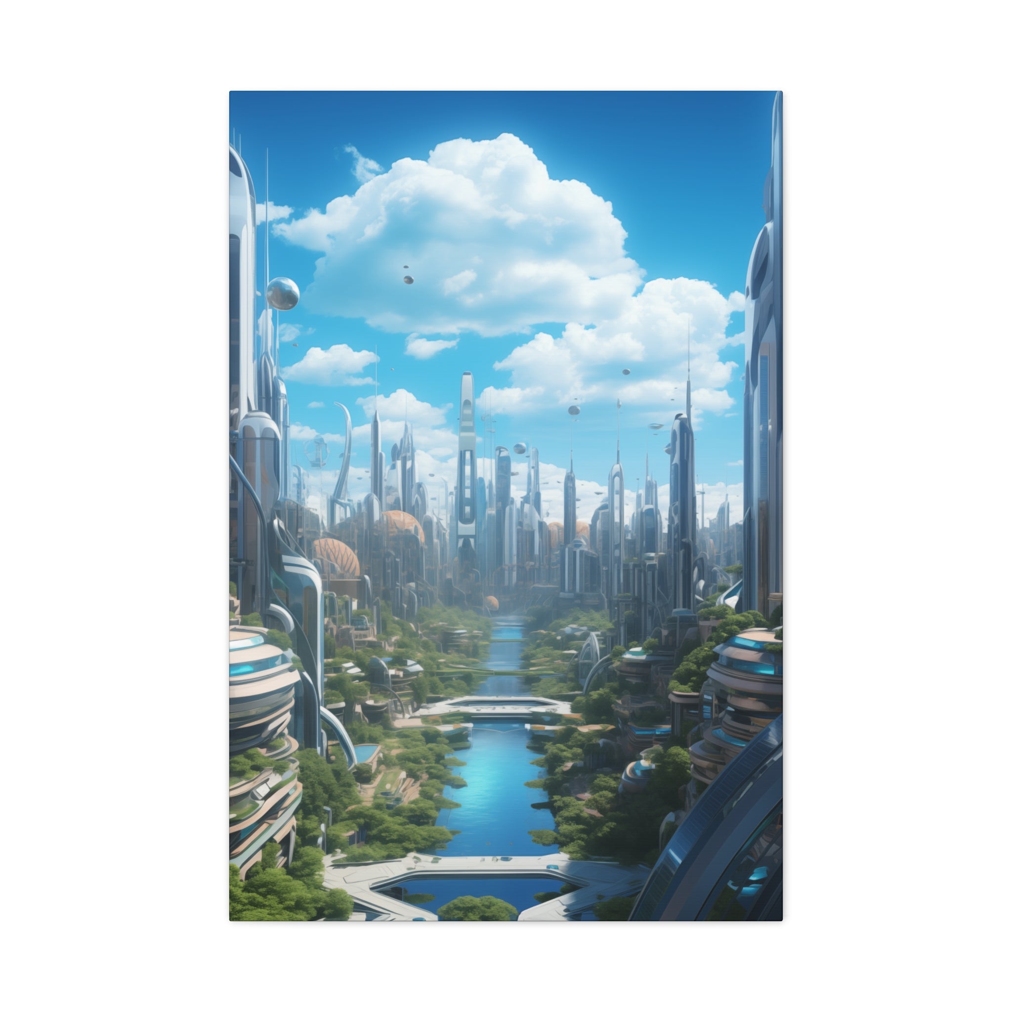 Futuristic Eco City 4 Canvas Wall Art - SynthFrame