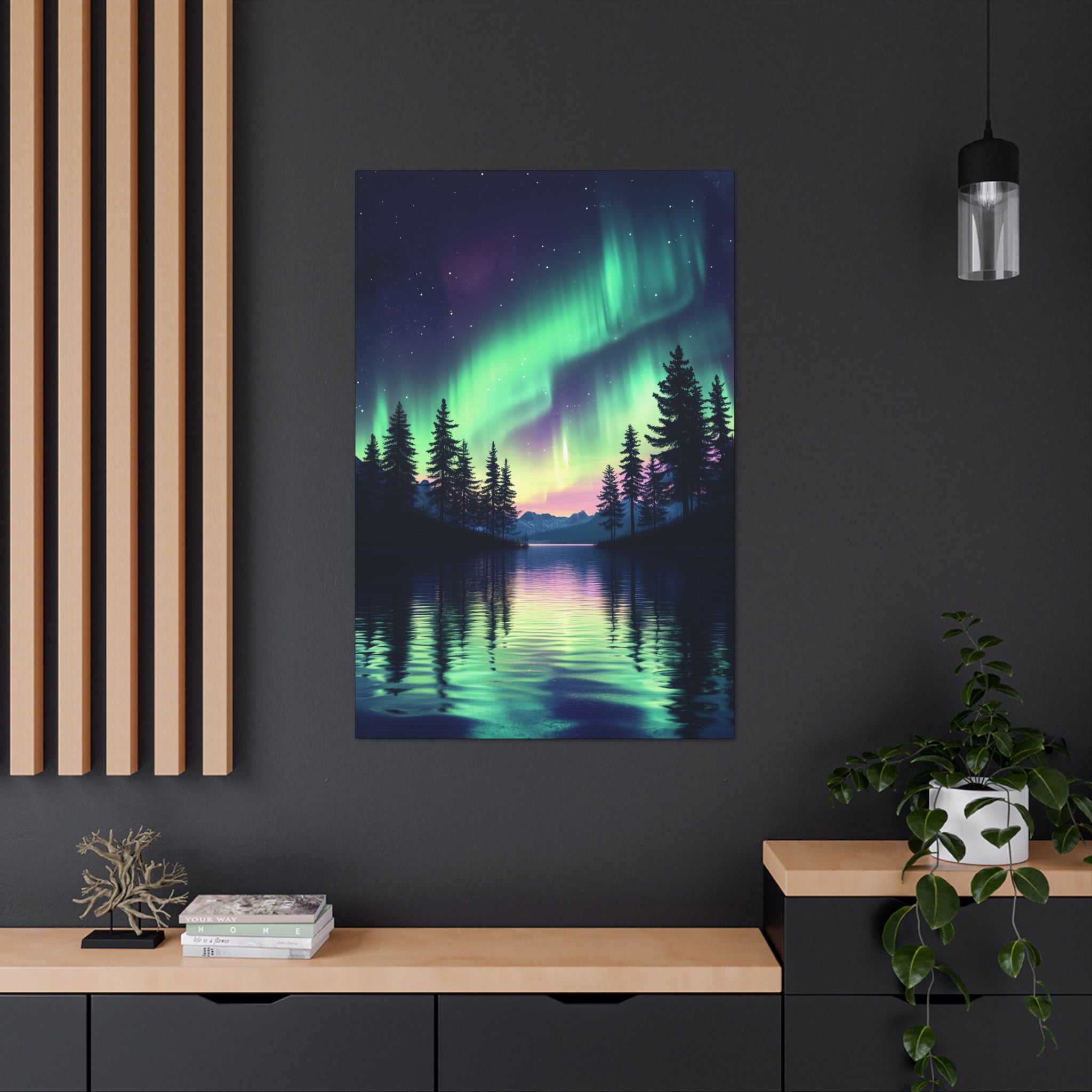 Northern Lights Wonder Canvas Wall Art - SynthFrame