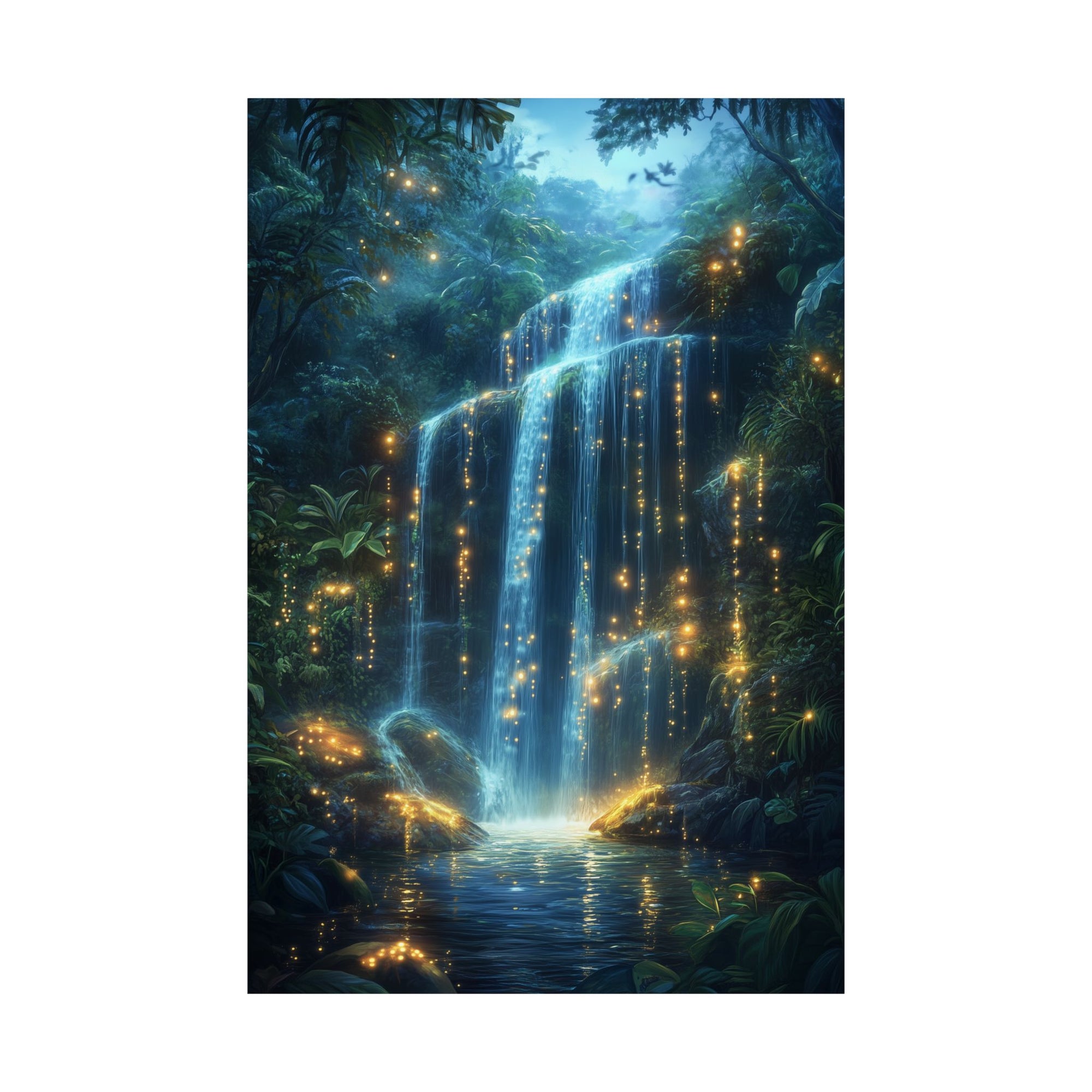 Enchanted Waterfall Oasis Poster Wall Art - SynthFrame