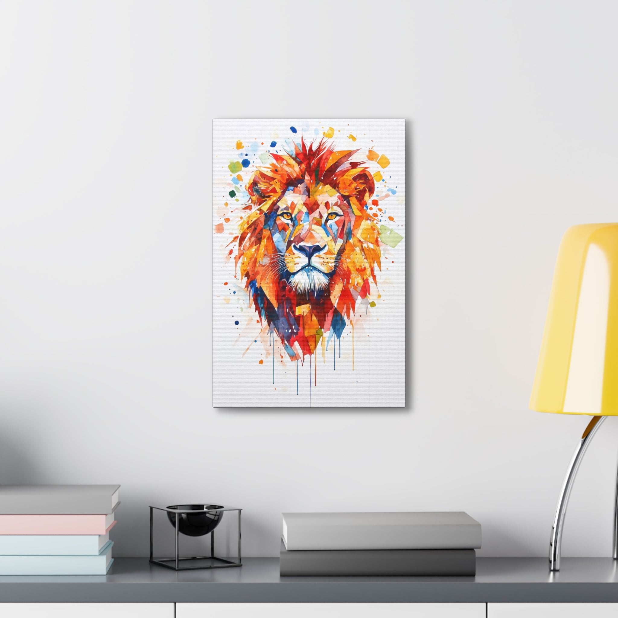 Watercolor Lion Canvas Wall Art - SynthFrame