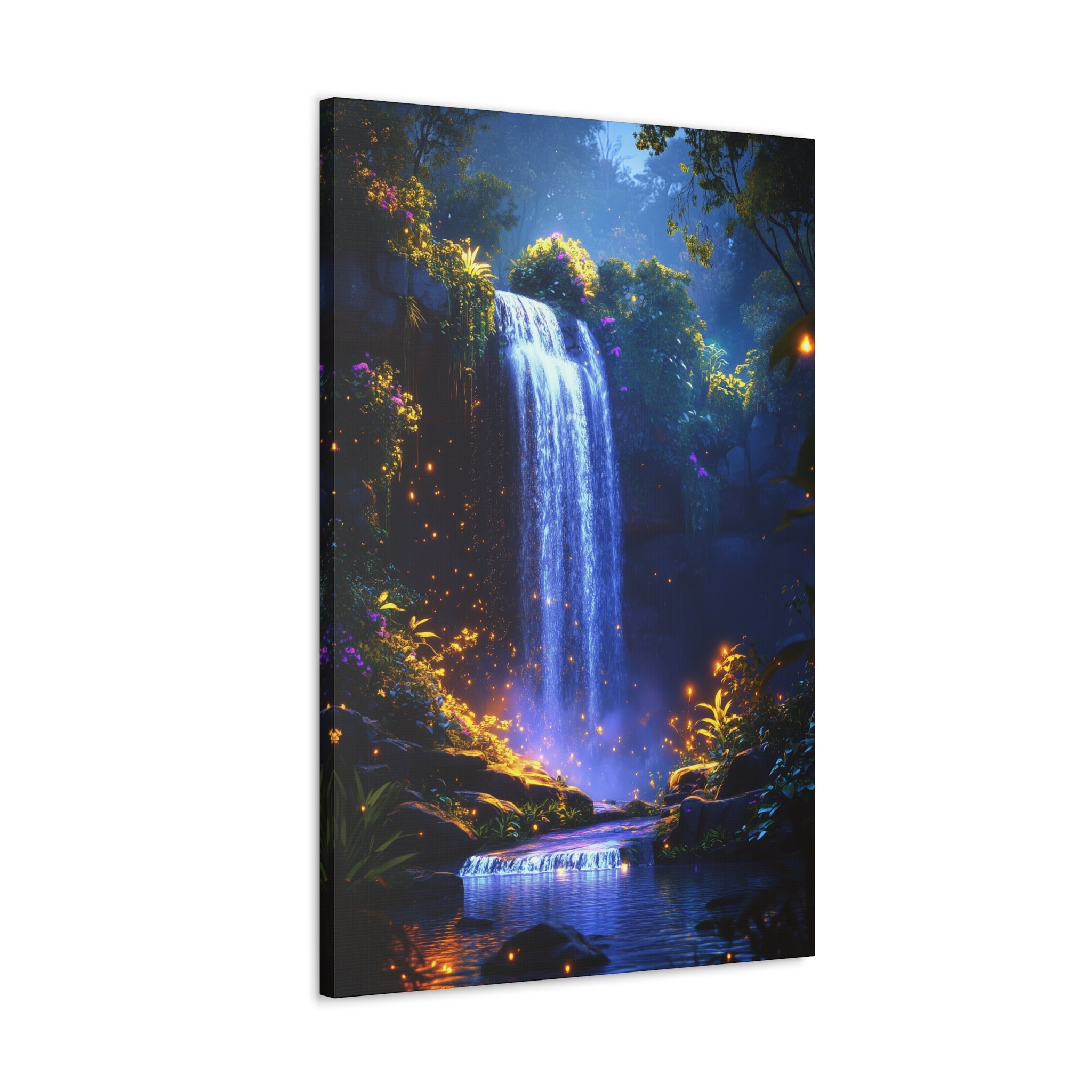 Enchanted Waterfall Oasis Canvas Wall Art - SynthFrame