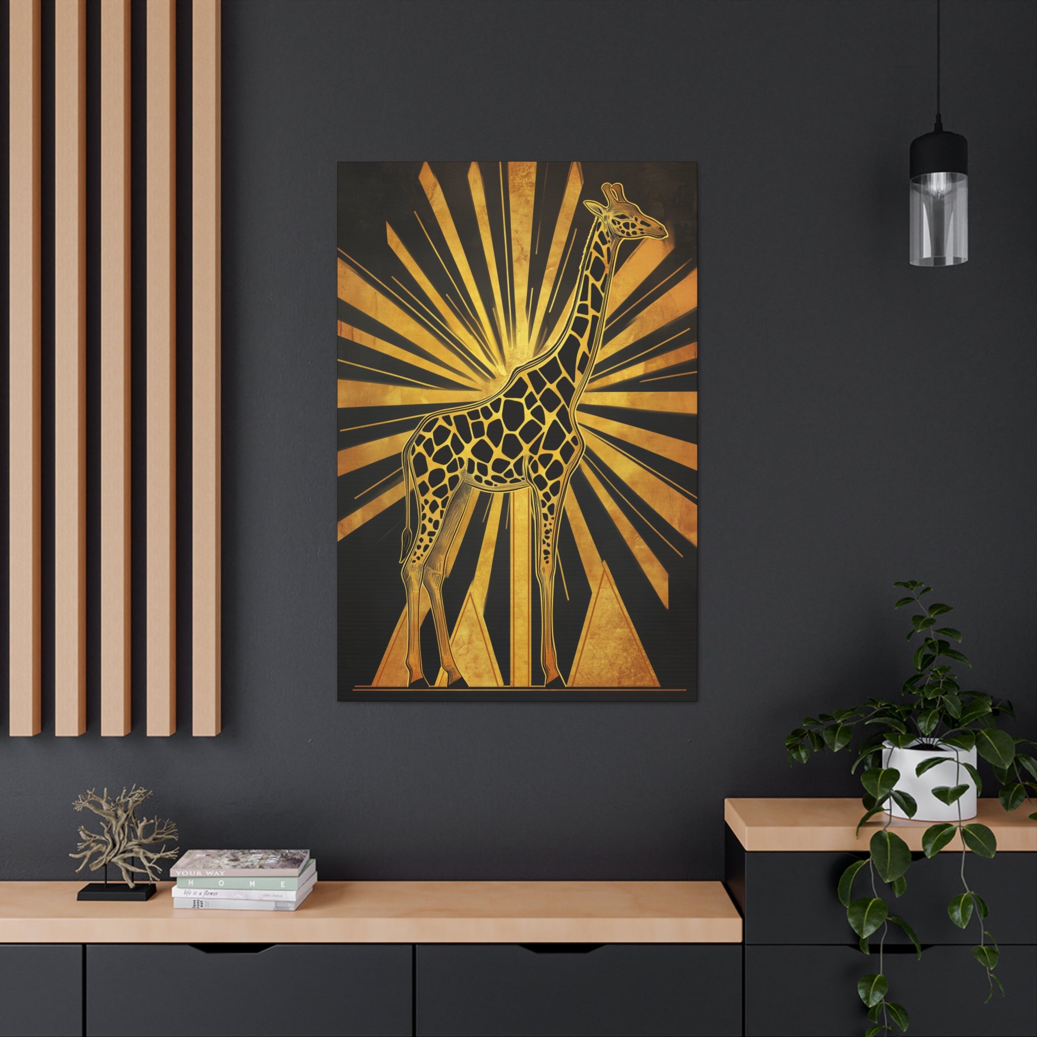 Gilded Giraffe Canvas Wall Art - SynthFrame