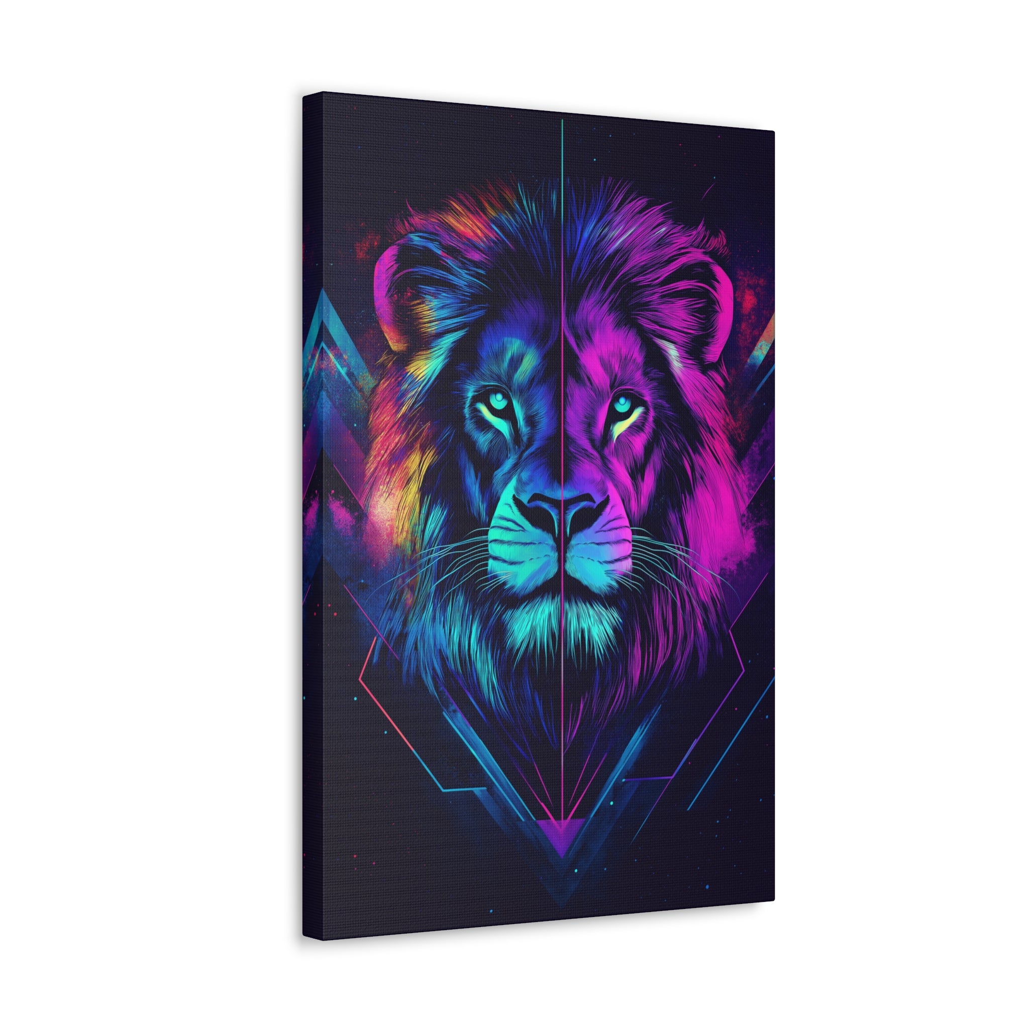 Neon Lion Canvas Wall Art - SynthFrame