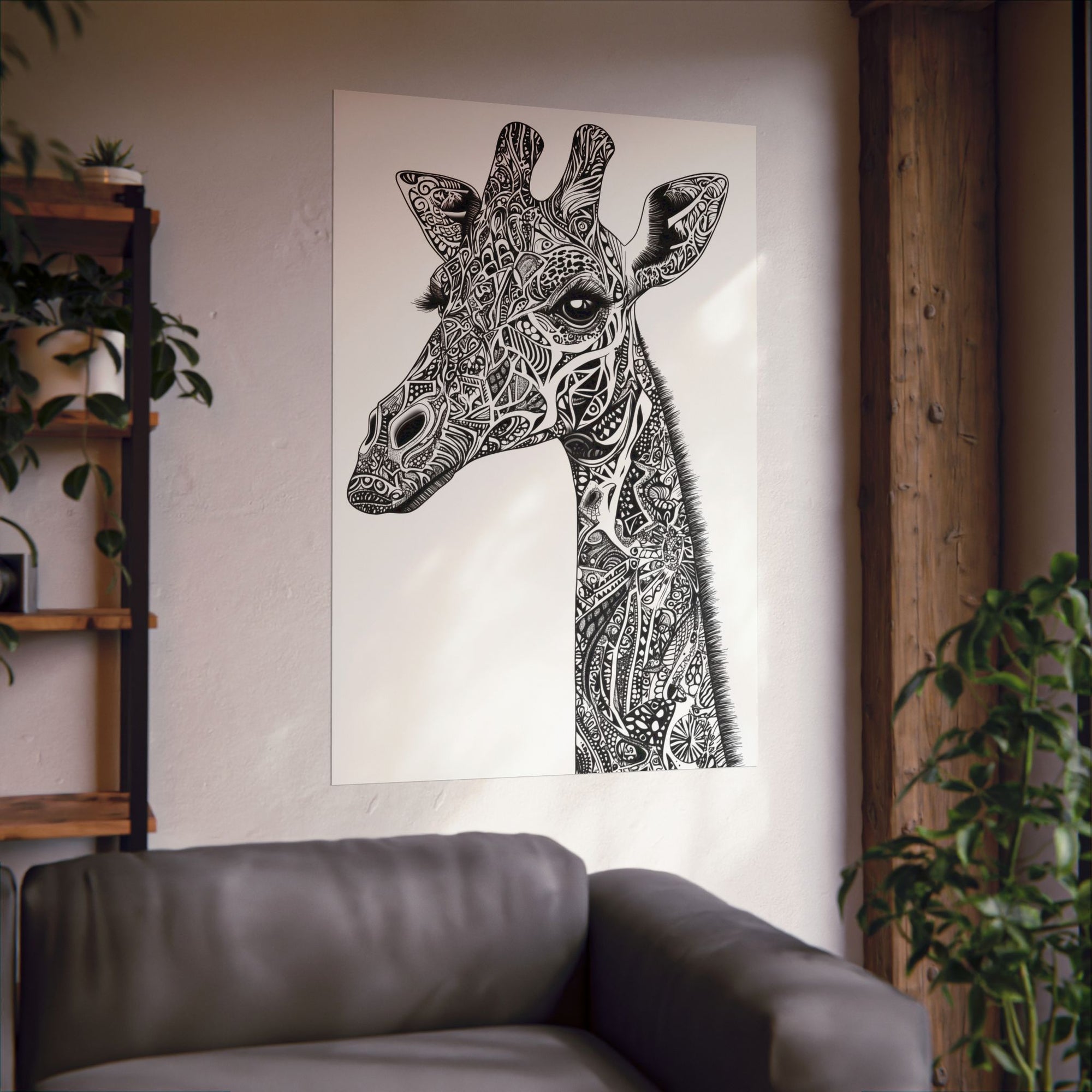 Zentangle Giraffe Poster