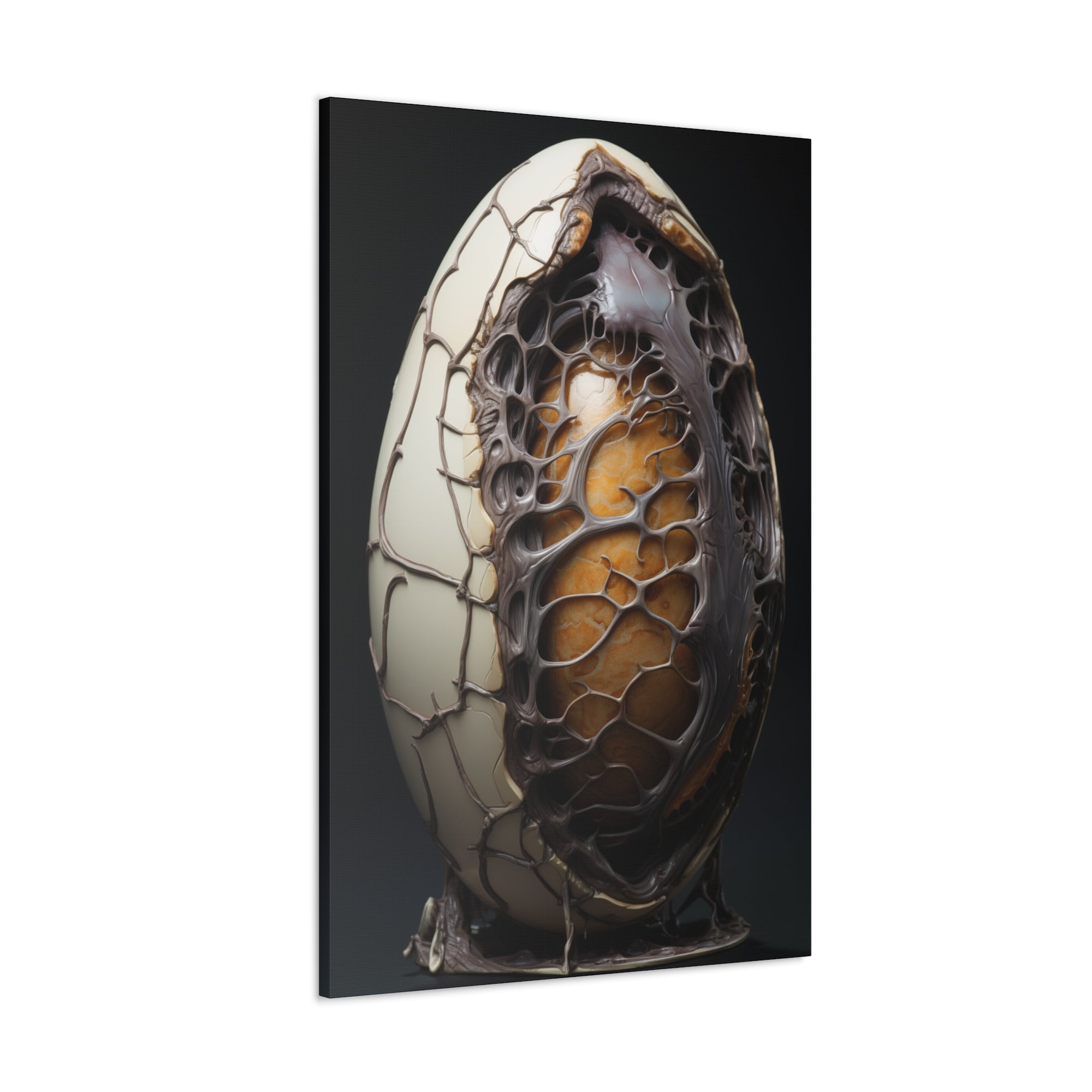 White Alien Egg 2 Canvas Wall Art - SynthFrame