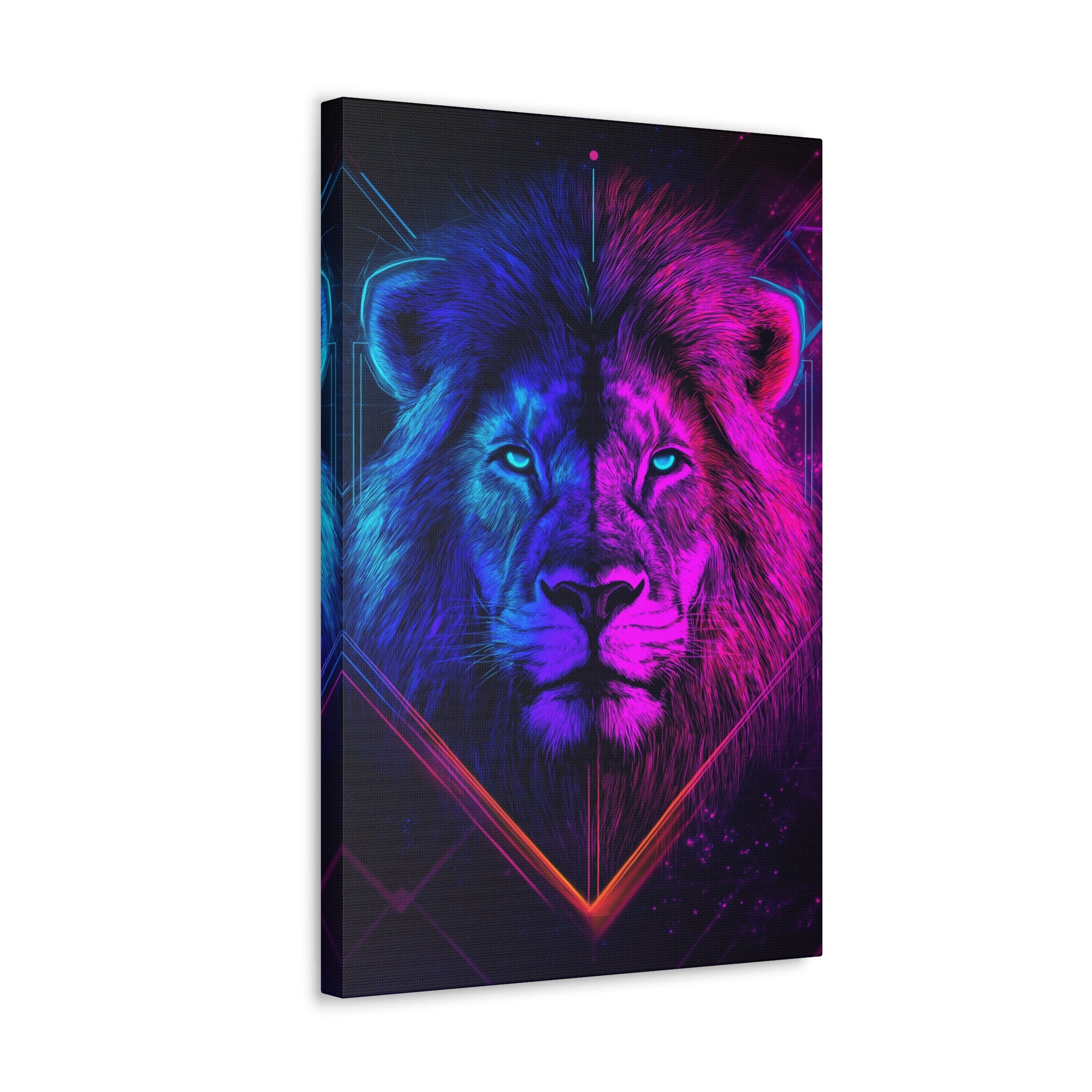 Neon Lion Canvas Wall Art - SynthFrame