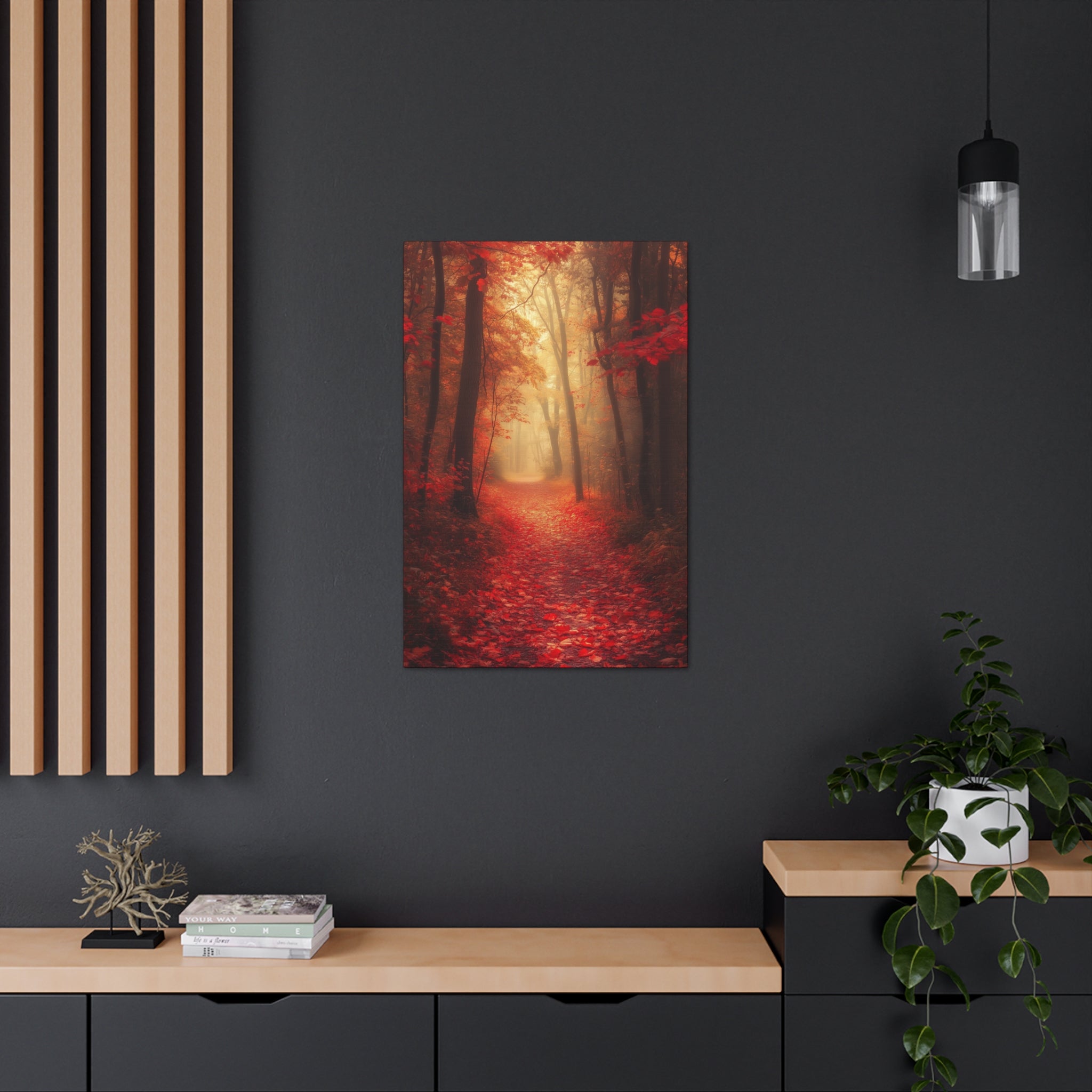 Autumn Forest Path Canvas Wall Art - SynthFrame