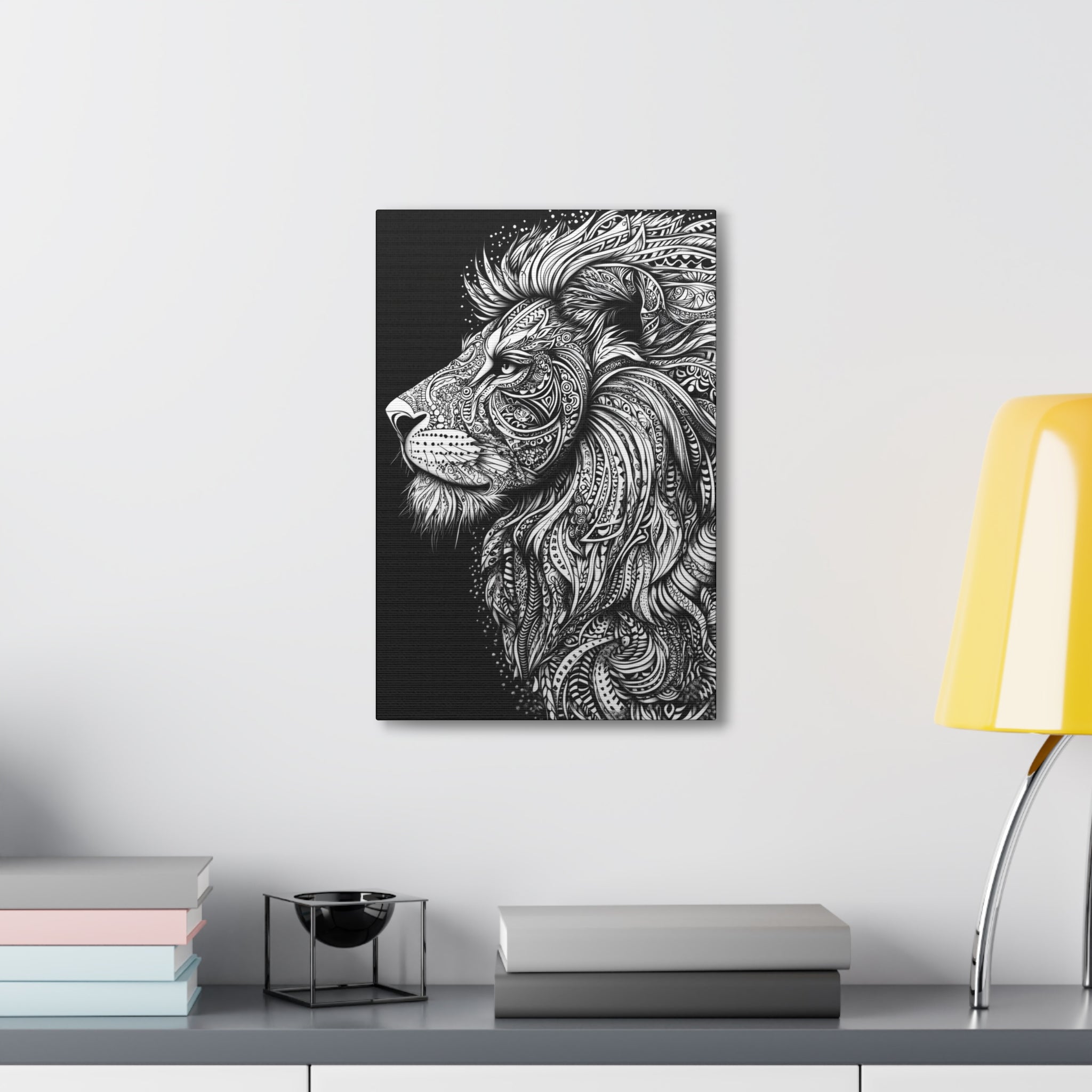 Zentangle Lion Canvas Wall Art - SynthFrame