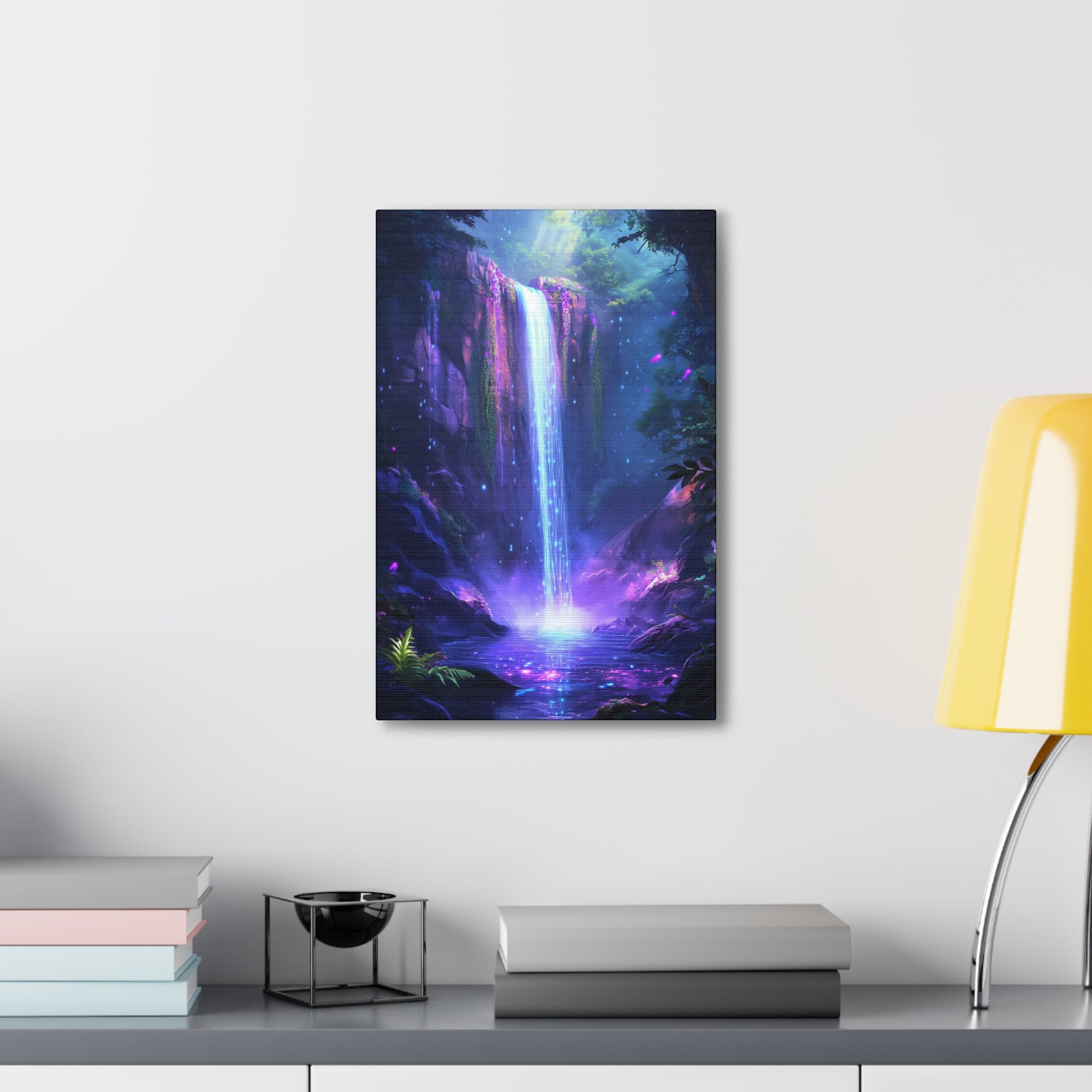 Enchanted Waterfall Oasis Canvas Wall Art - SynthFrame