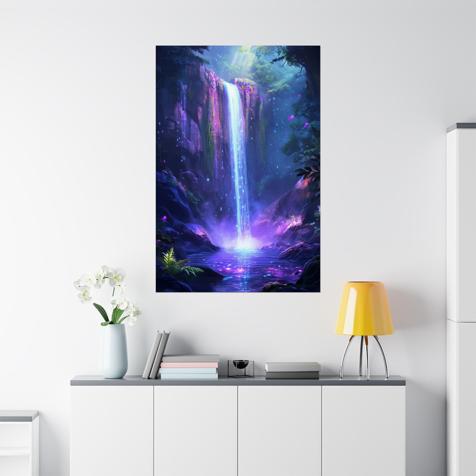 Enchanted Waterfall Oasis Poster Wall Art - SynthFrame