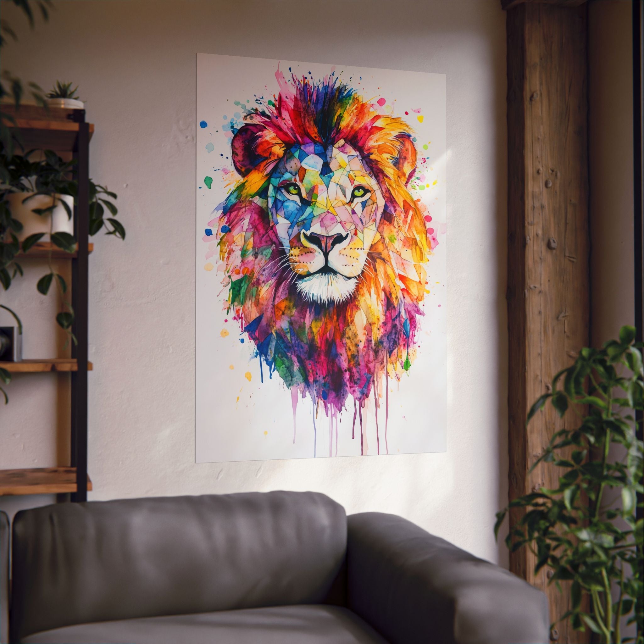 Watercolor Lion Poster