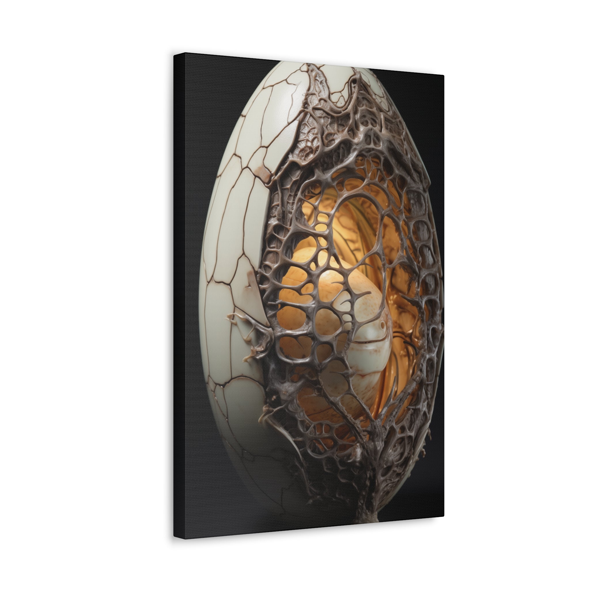 White Alien Egg 4 Canvas Wall Art - SynthFrame