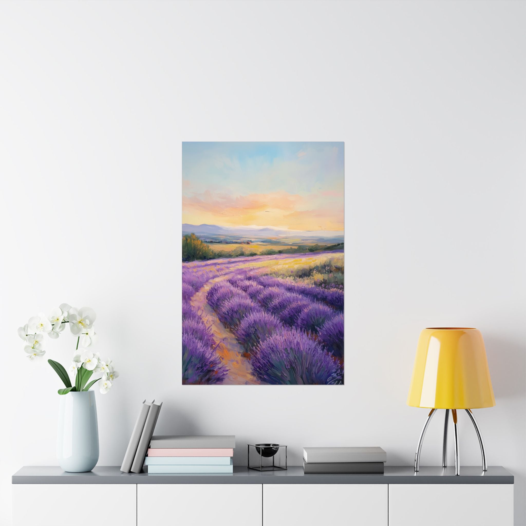 Impressionist Lavender Fields Poster Wall Art - SynthFrame