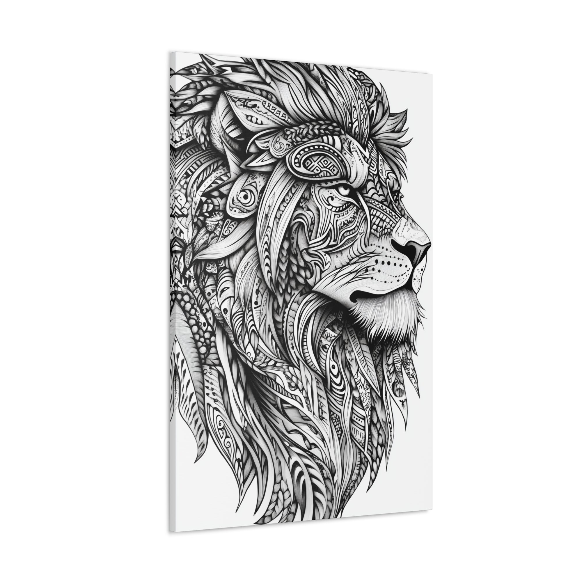 Zentangle Lion Canvas Wall Art - SynthFrame