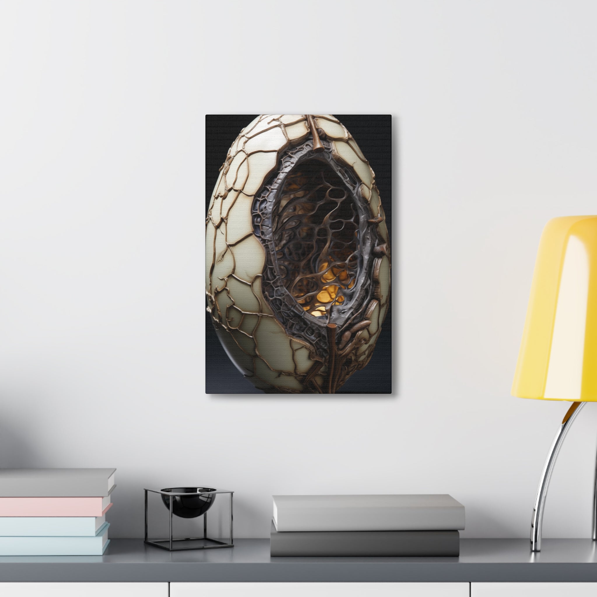 White Alien Egg 6 Canvas Wall Art - SynthFrame