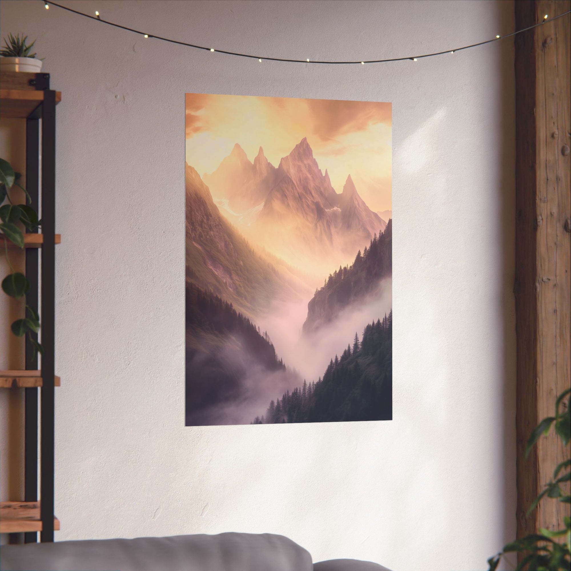 Misty Mountain Dreamscape Poster Wall Art - SynthFrame