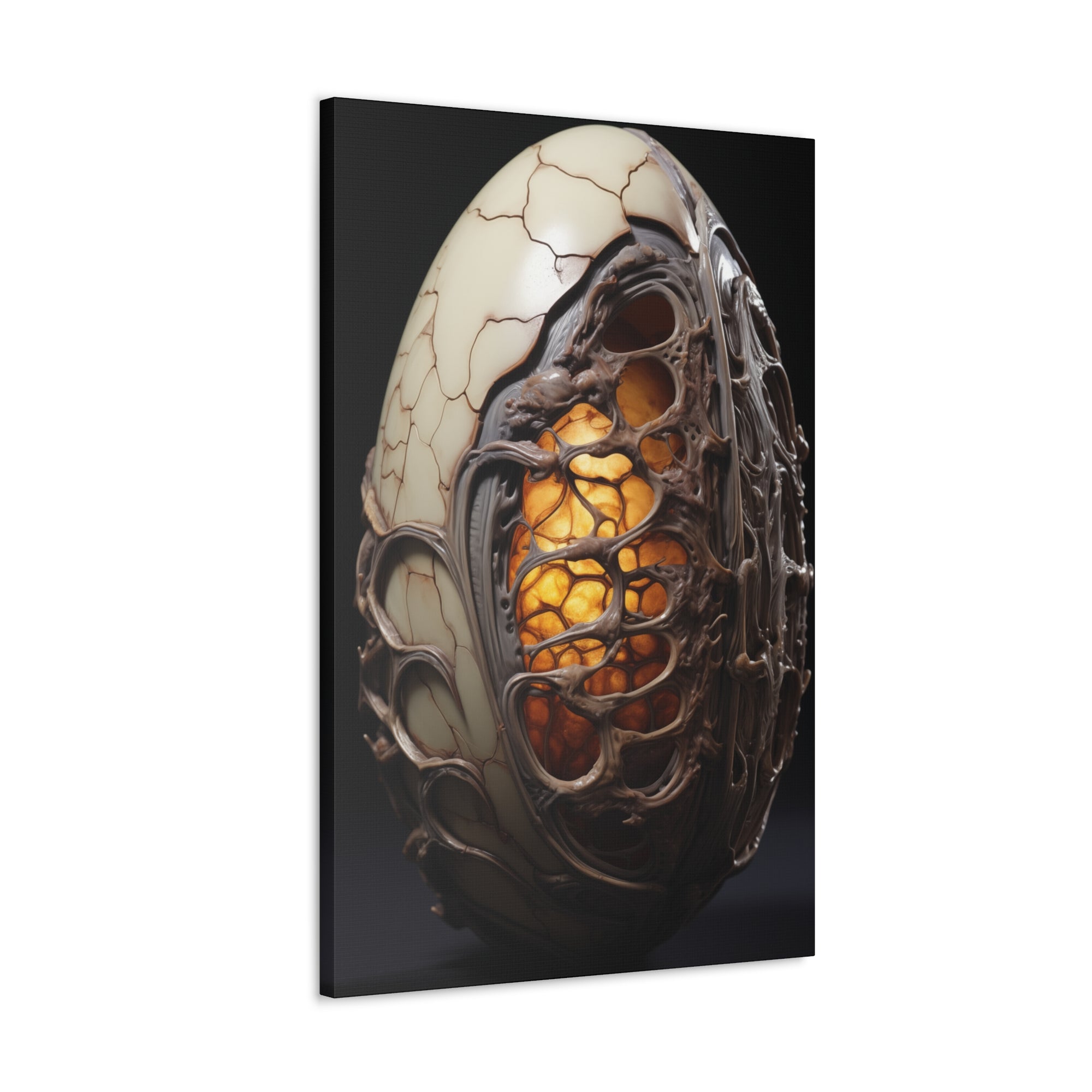 White Alien Egg 10 Canvas Wall Art - SynthFrame