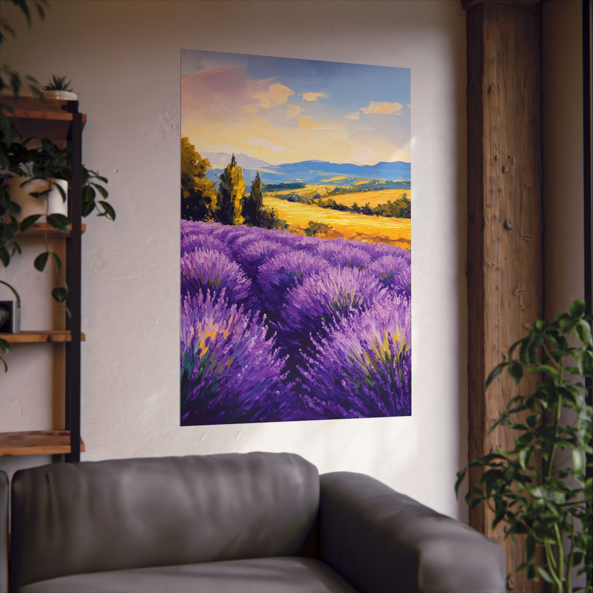 Impressionist Lavender Fields Poster Wall Art - SynthFrame