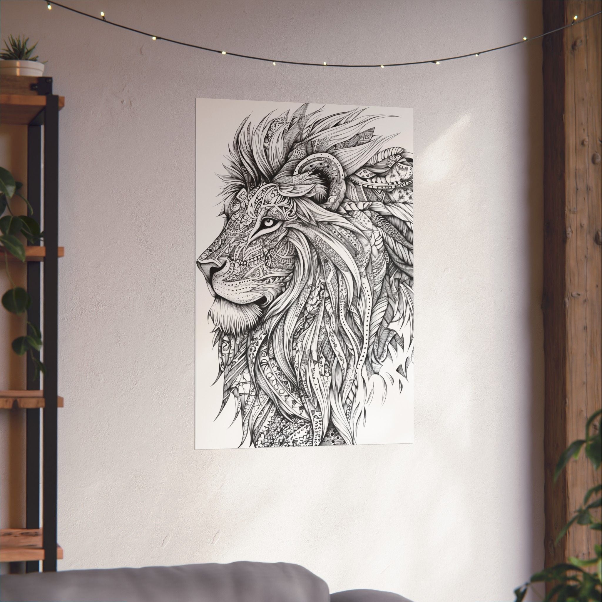 Zentangle Lion Poster